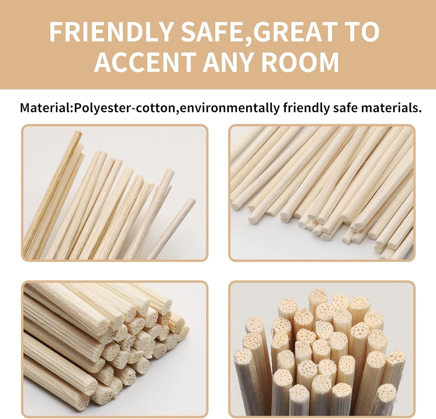 VFULIE 100PCS Reed Diffuser Sticks, 10 Inch Natural Rattan Wood Sticks Essential Oil Aroma Diffuser Sticks Refill Replacement for Aroma Fragrance ((Primary Color))