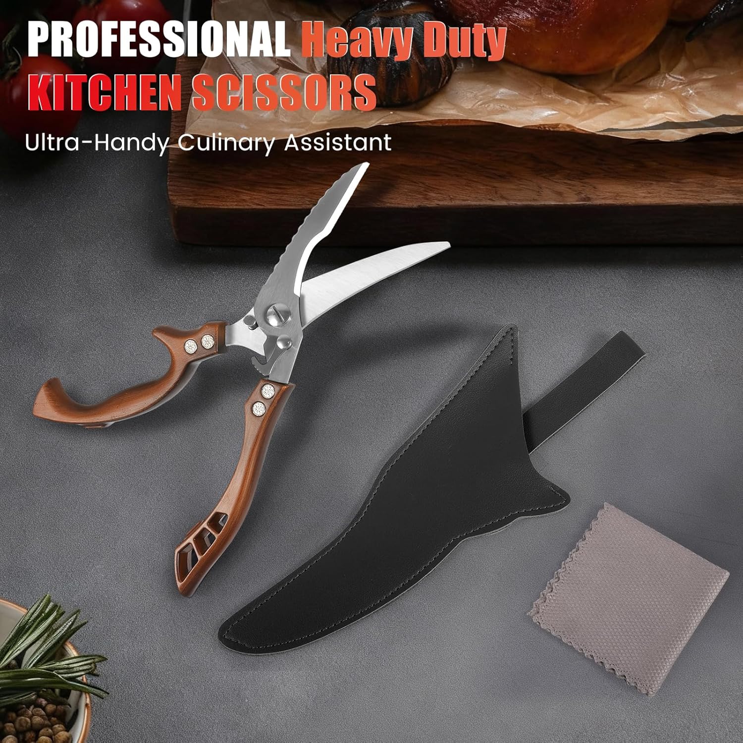 ANDONG Kitchen Scissors, Heavy Duty Professional Poultry Shears, Stain