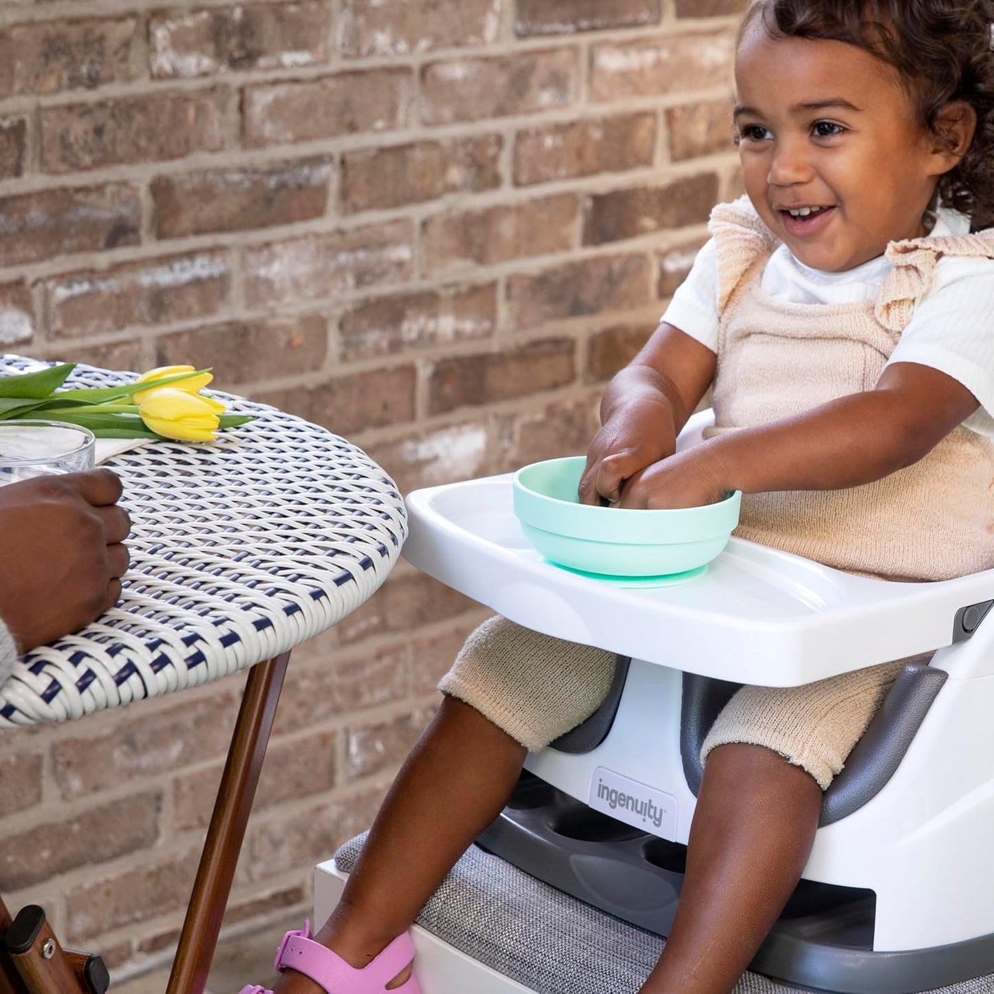 Ingenuity Baby Base 2-in-1 Booster Feeding and Floor Seat with Self-St
