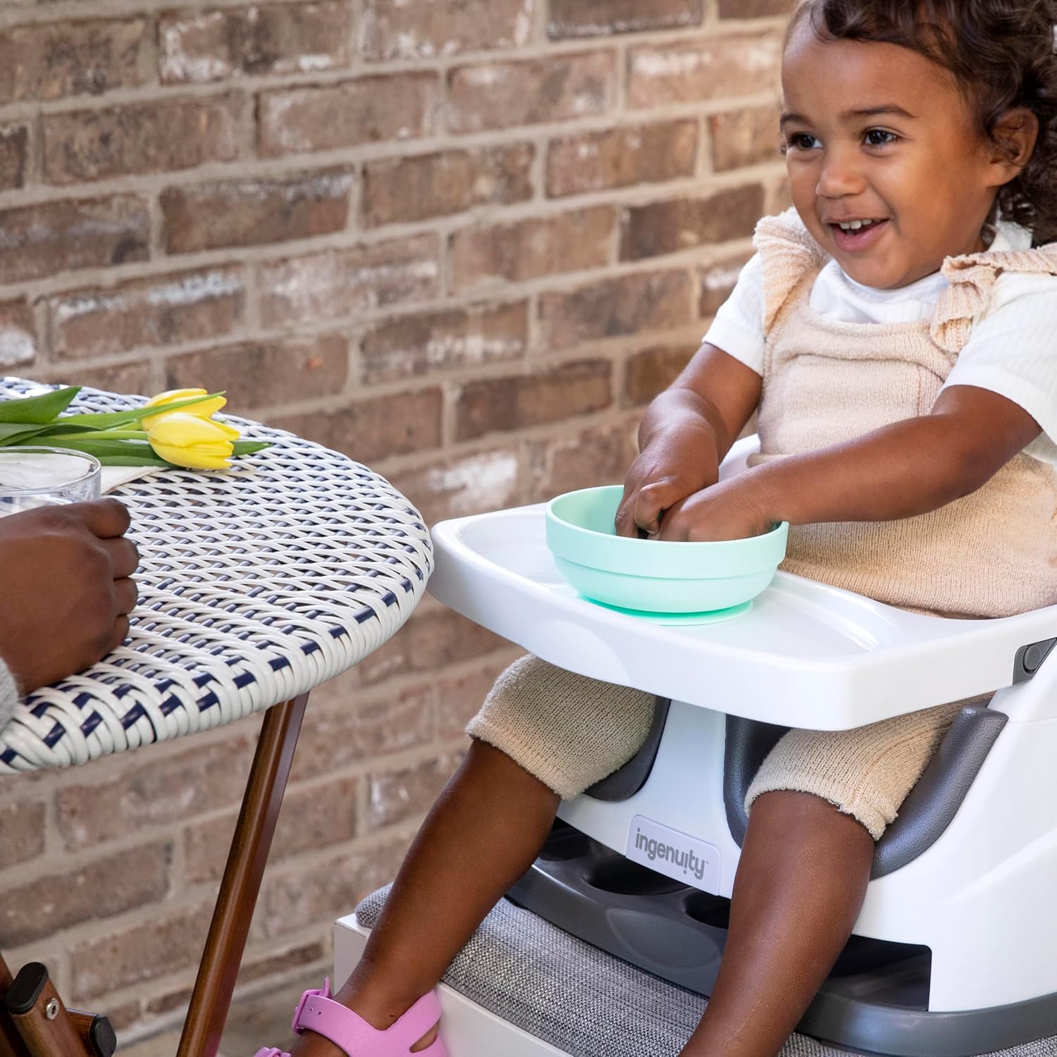 Ingenuity Baby Base 2-in-1 Booster Feeding and Floor Seat with Self-St