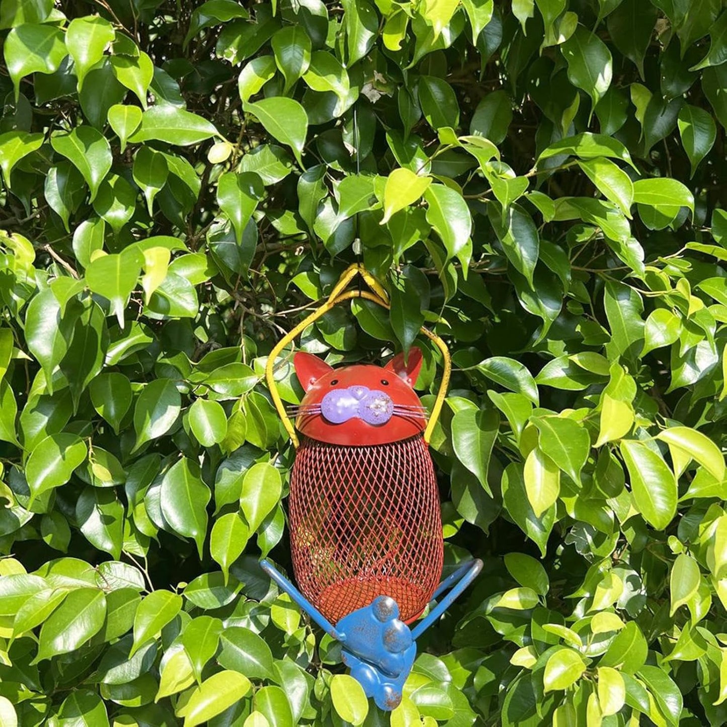 Metal Bird Feeder,Cat-Shaped Metal Frame Food Station | with Hook Squirrel Proof Small Hummingbird Feeder | for Outside Garden Yard Wildlife Observation