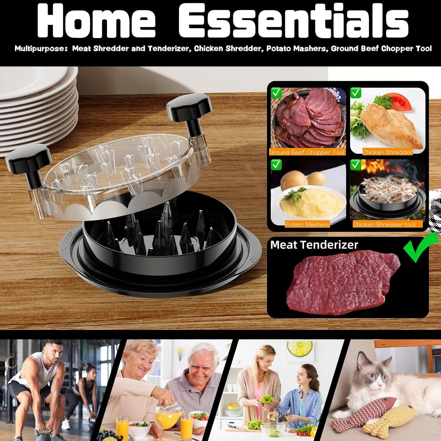 Chicken Shredder - Desmenuzador De Pollo, Meat Shredder,Tenderizer, Potato Mashers, Meat Claws For Pulled Pork, Chicken Shredded, Machacador De Carne, Chicken Grinder, Trituradora De Carne