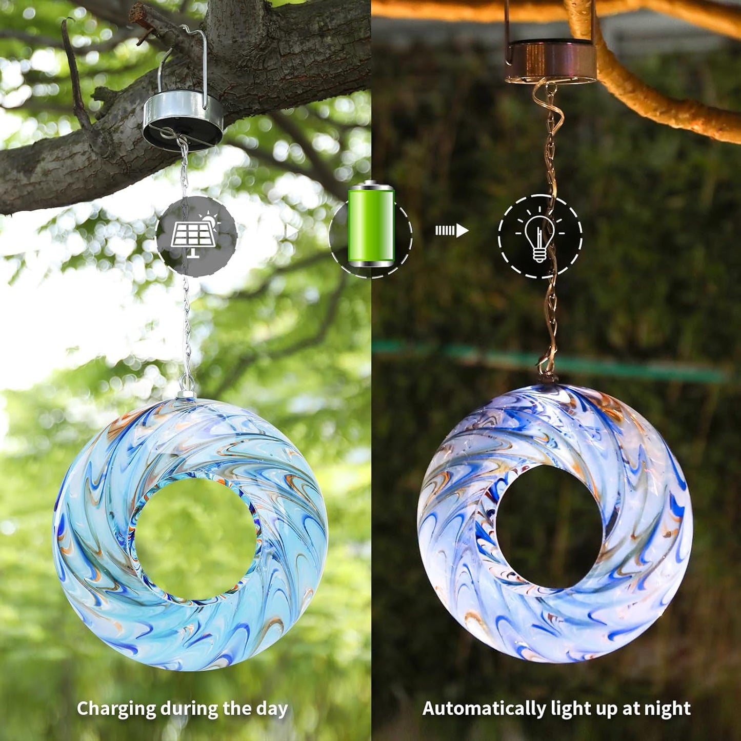 VCUTEKA Bird Feeder Solar Fly Through Bird Feeders for Outside Hanging