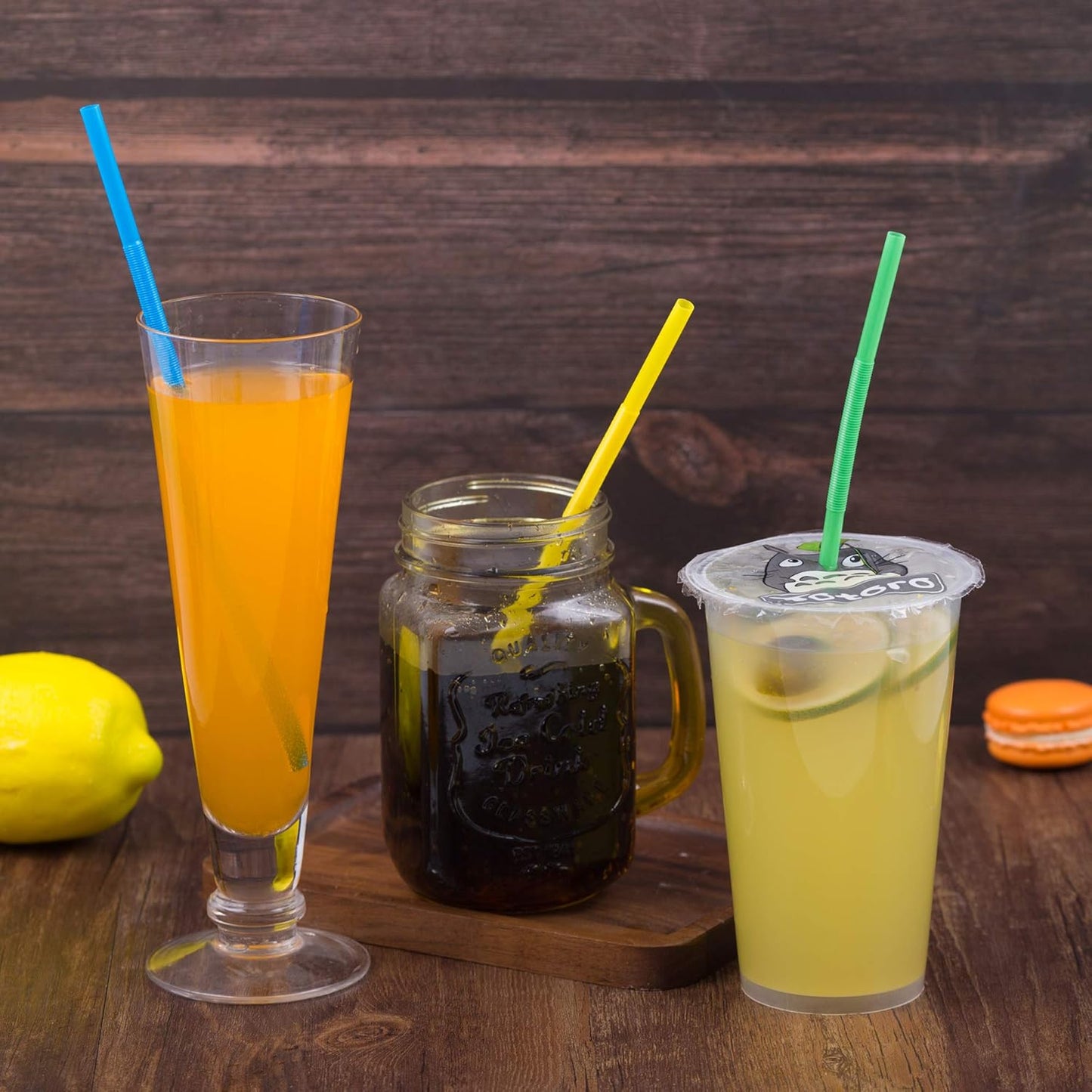 Zmaxqii 300 Pcs Colorful Flexible Plastic Straws, BPA-Free Disposable Bendy Straws, 10.2" Long and 0.23'' Diameter