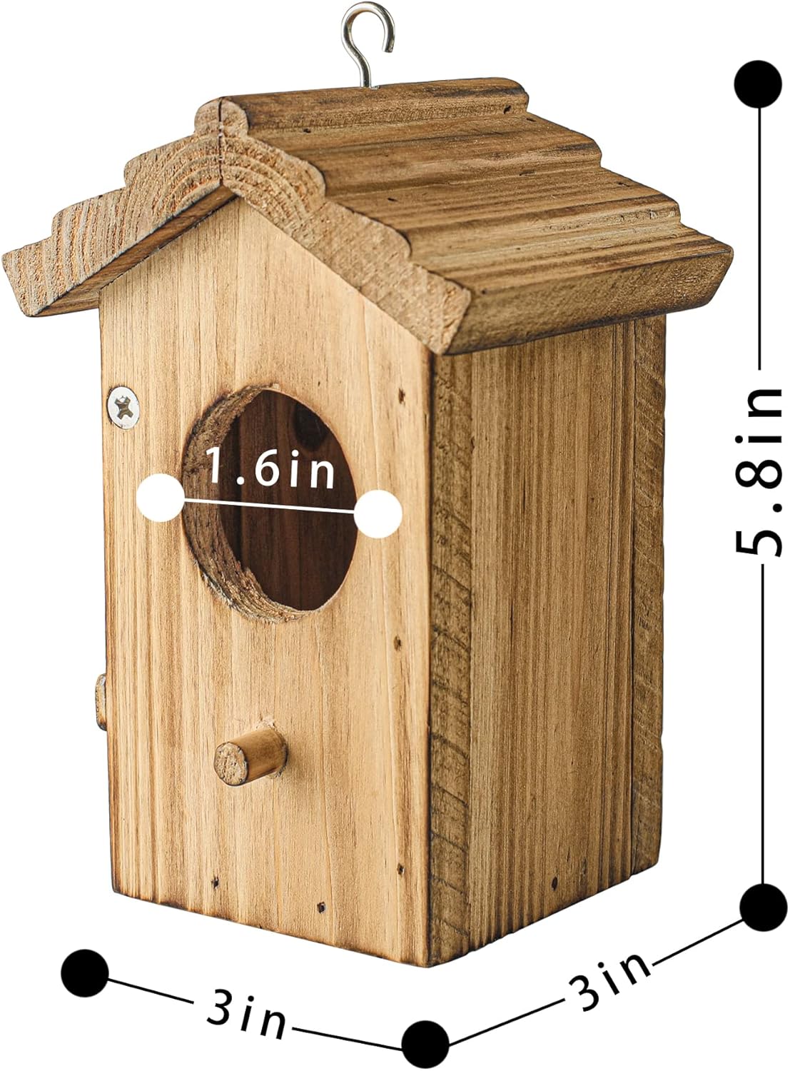 Hummingbird House for Outside Hanging, Mini Wood Birdhouse specifically for Hummingbird, Small Bird Nesting Box with Perch, Weather-resistant outdoor birdhouse, Dimensions:3.3*4.1*5.9 inch