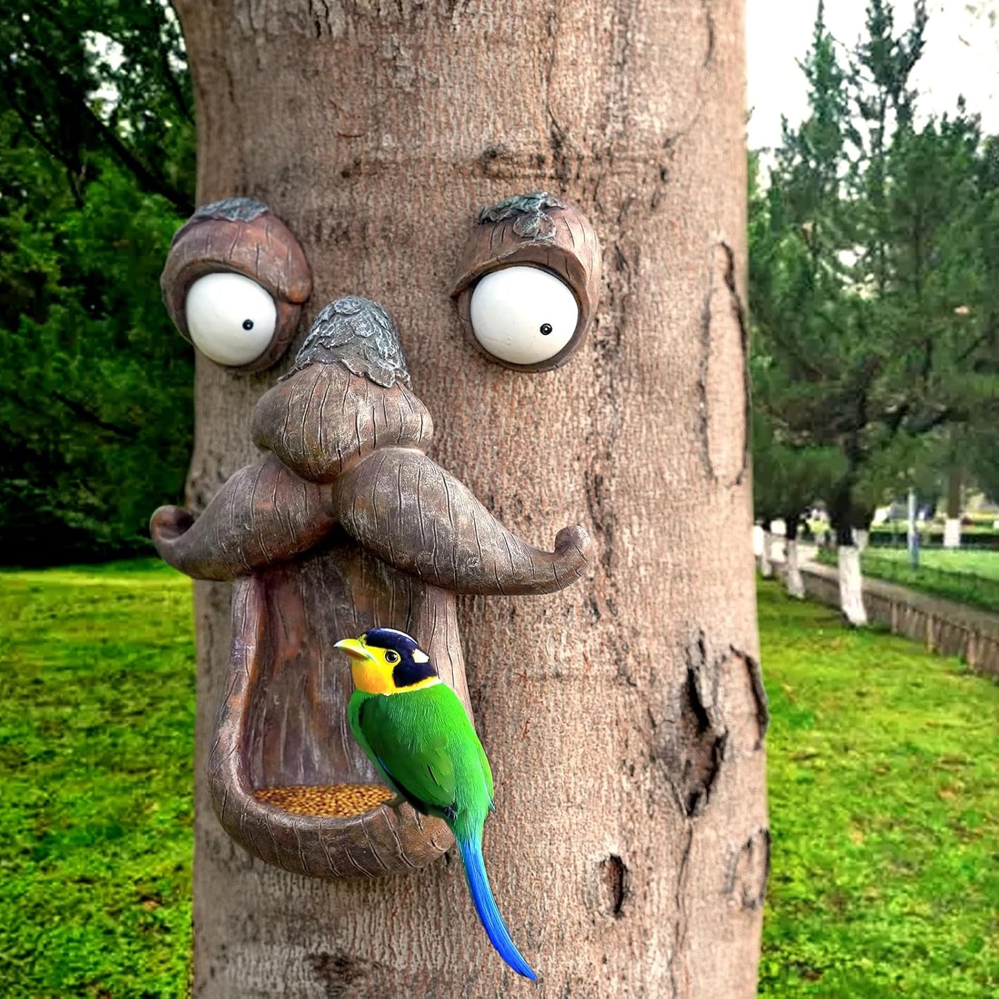 Tree Face Bird Feeder, Tree faces Decor Outdoor, Tree Decorations Outdoor, Whimsical Decor for Tree Trunk Tree Stump, Garden Decor for Outside