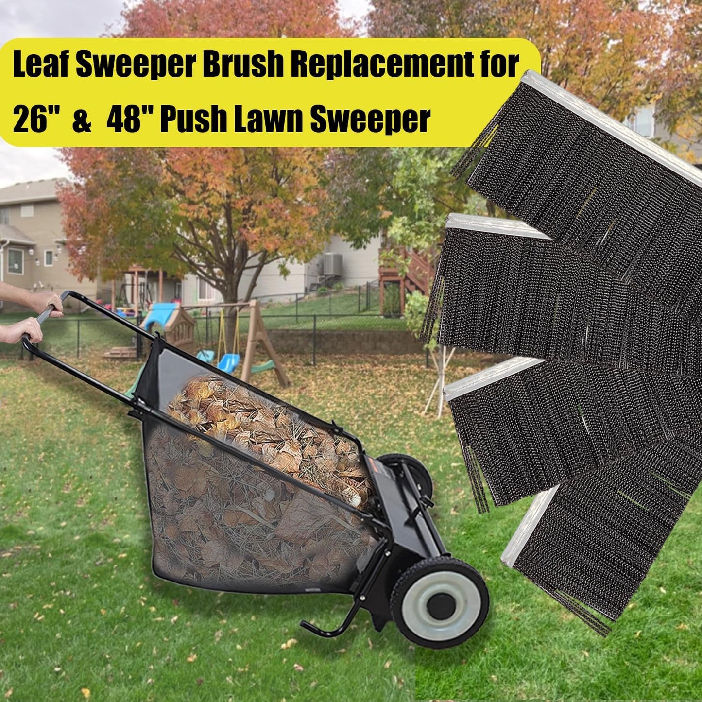 24" Lawn Sweeper Brush Replacement for 26" & 48" Tow Behind Lawn & Leaf Sweeper, 4 Pack