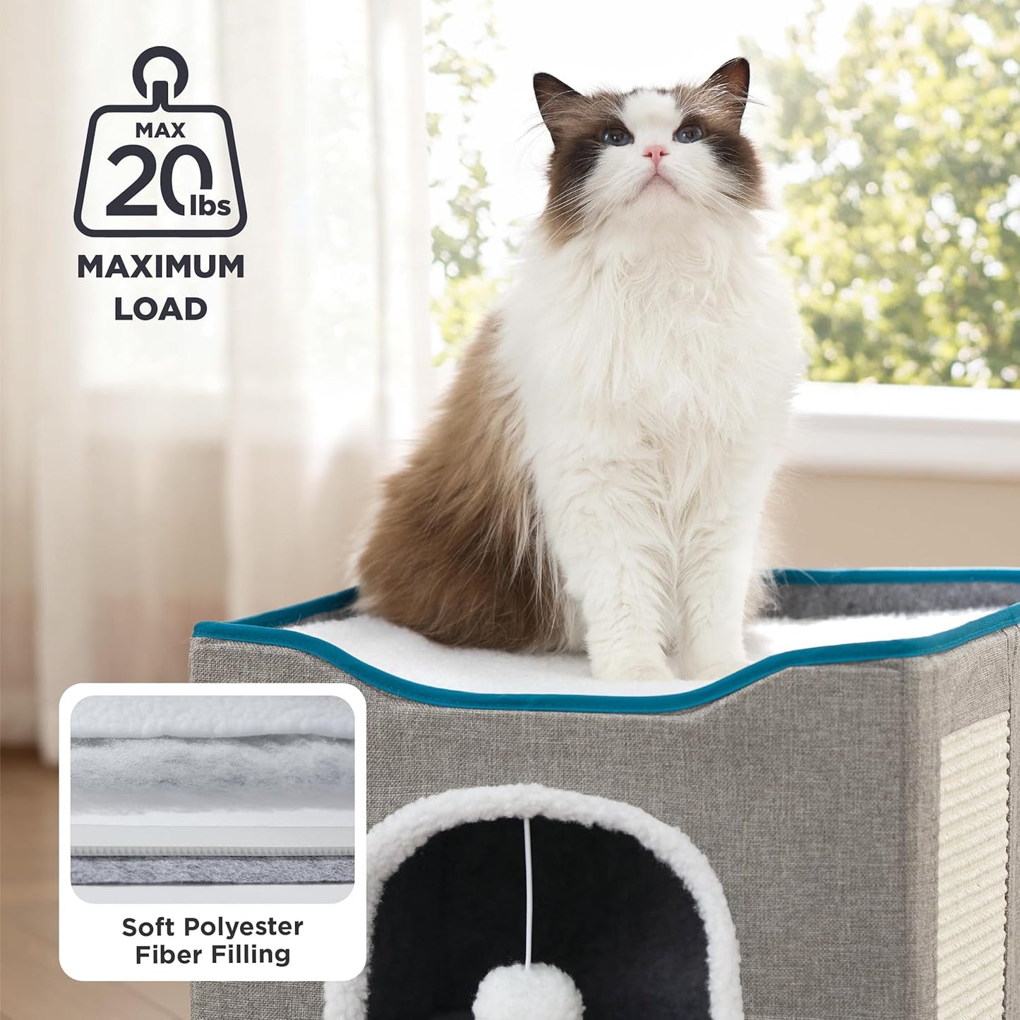 Bedsure Cat Beds for Indoor Cats - Large Cat Cave for Pet Cat House wi