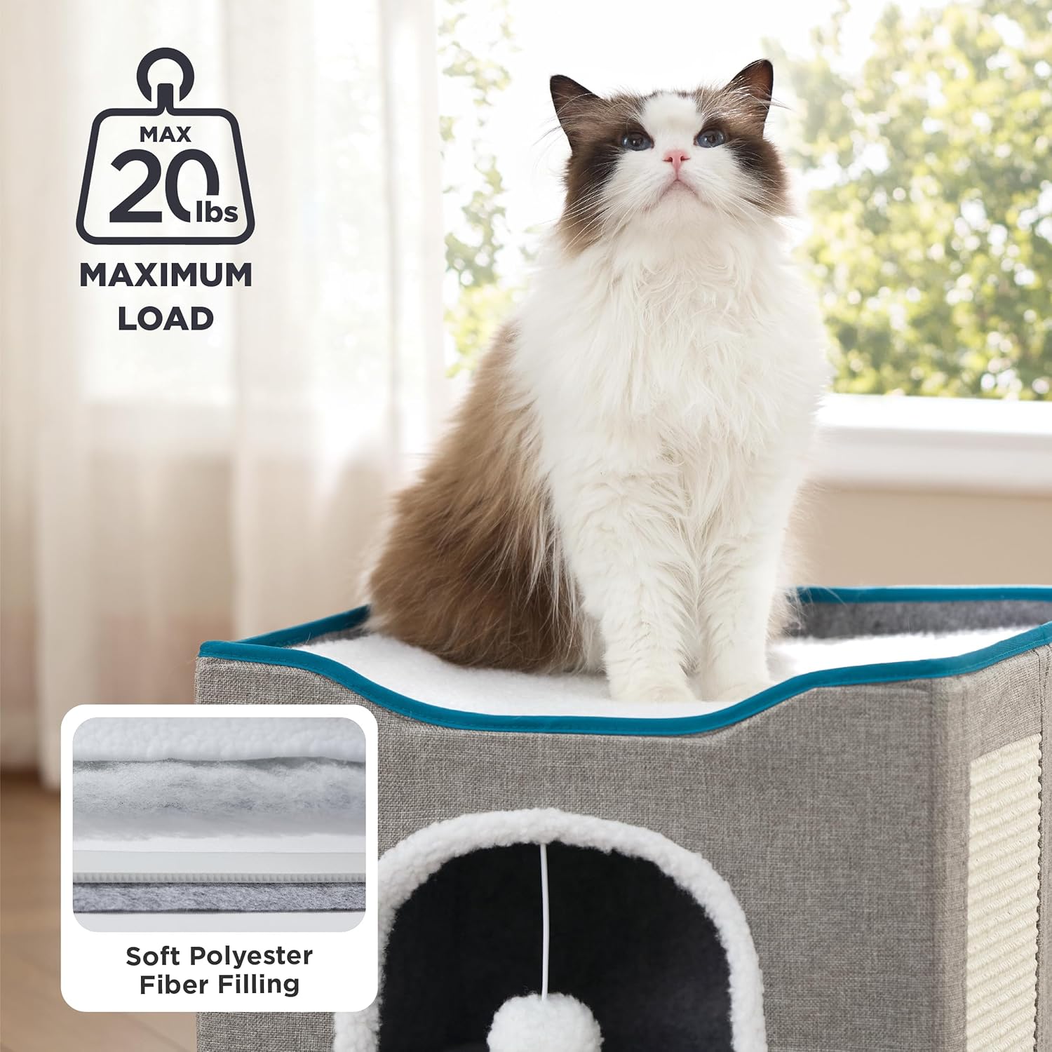 Bedsure Cat Beds for Indoor Cats - Large Cat Cave for Pet Cat House wi