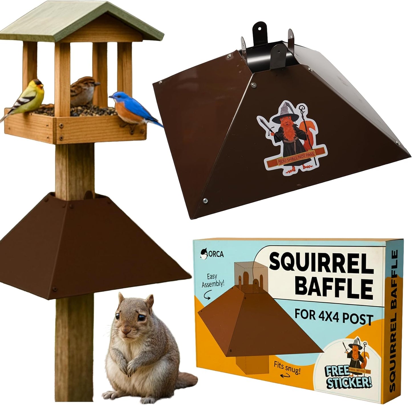Squirrel Baffle for 4x4 Post | Metal Bird Feeder Squirrel Guard Baffles for Bird Feeders for Outdoors, Extra Large Cone Blocker for Post Sized 4 x 4, Also Effective As a Raccoon Baffle for 4x4 Posts