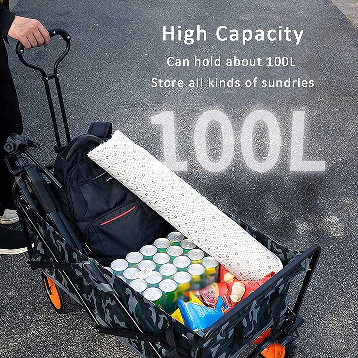 Foldable Wagon Cart All Terrain Outdoor Cart Portable and l Beach Wagons with Big Wheels Suitable for Camping Beach Travel Gardening