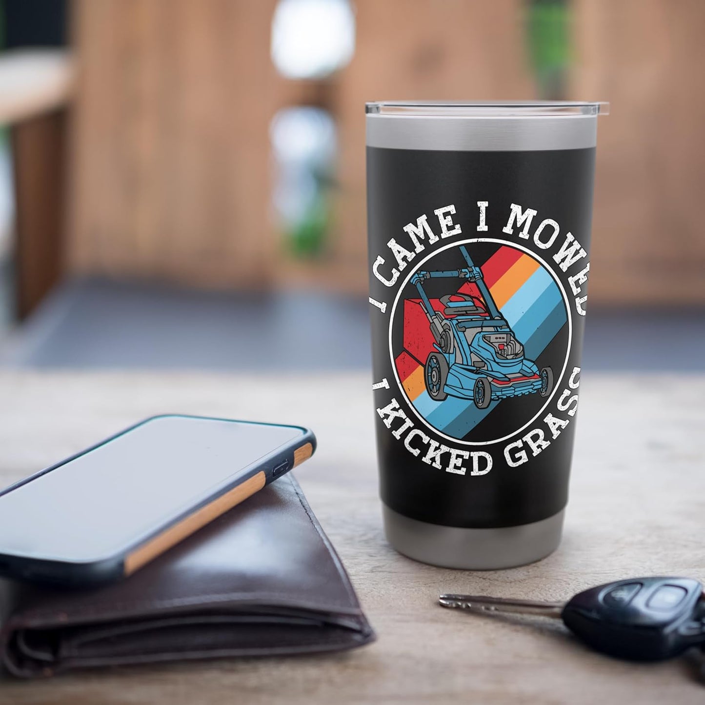 I Came I Mowed I Kicked Grass Lawn Care Gardening Landscaper Stainless Steel Insulated Tumbler