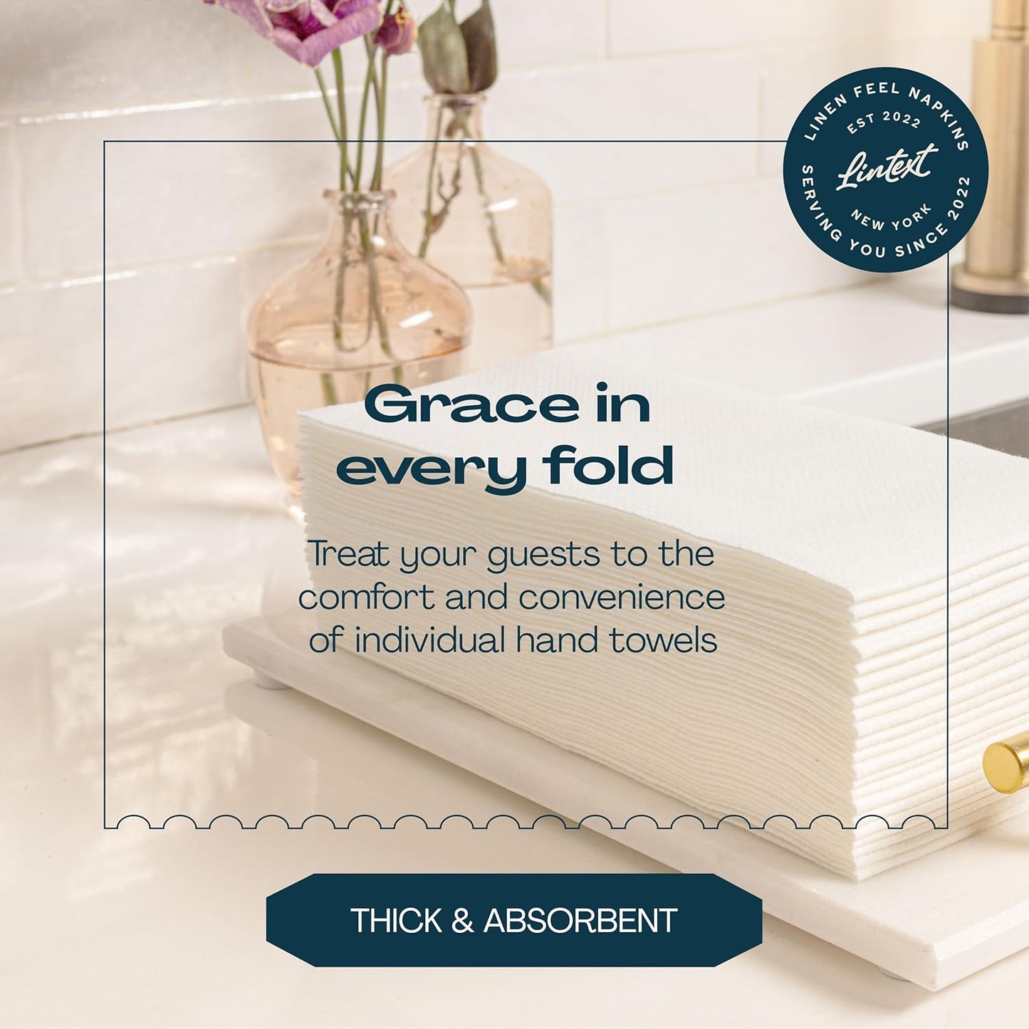 Disposable Linen-Feel Guest Towels - 12" x 17" Cloth-Like Hand Towels - Soft And Absorbent Paper Napkin For Bathroom, Kitchen, Or Event [Extra-Soft - Pack of 200]