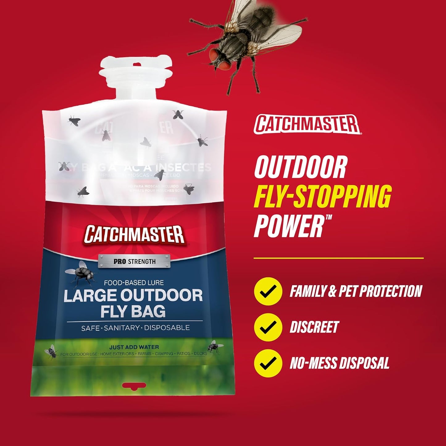 Catchmaster Pro Series Extra-Large Outdoor Fly Trap w/No-Mess Lid 4-Pa