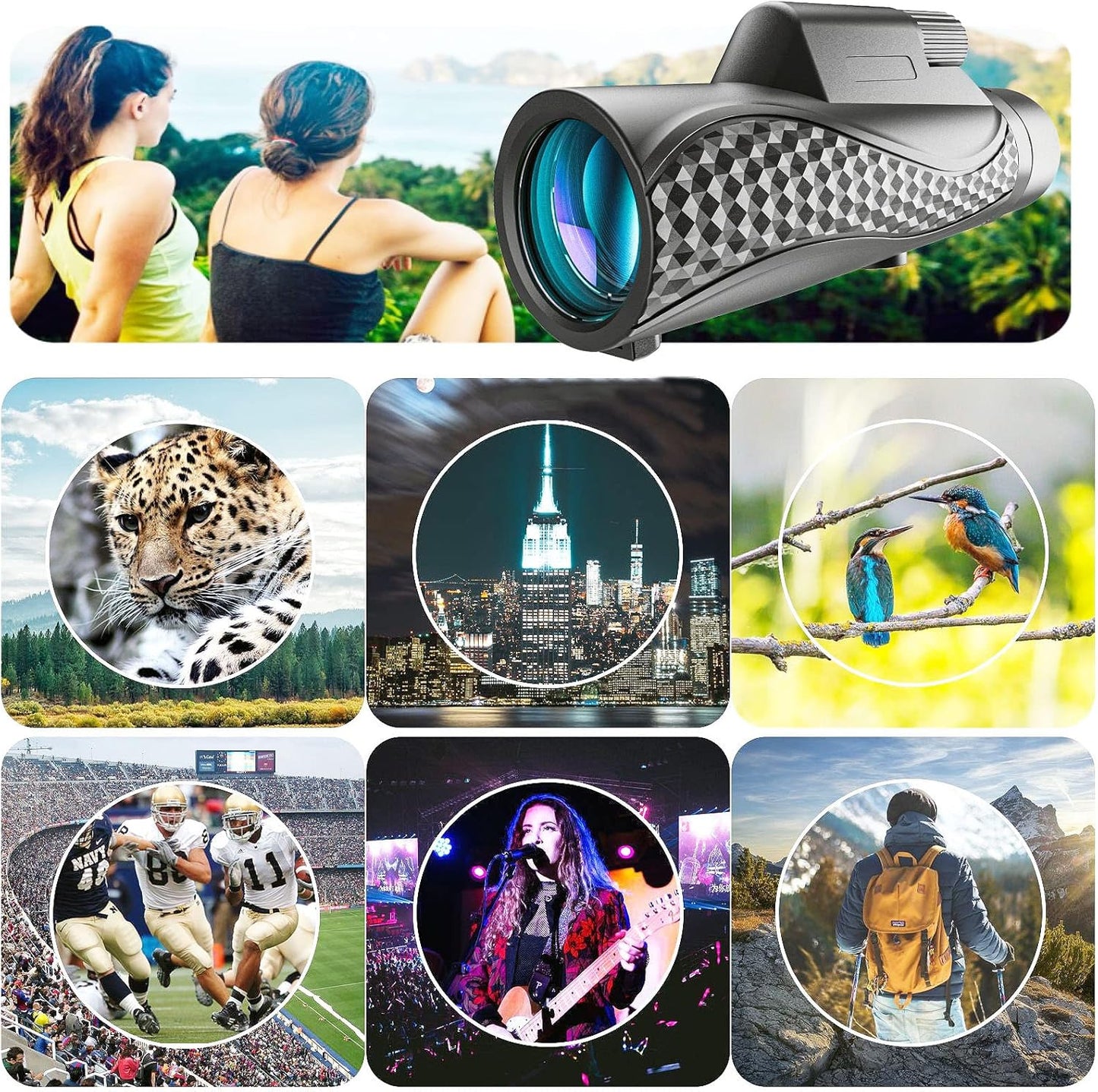 Monocular Telescope 10X42 Compact Monoculars for Adults High Porwered Monoculrar with Smartphone Adapter &Tripod HD Monocular for Viewing Wildlife Hunting Bird Watching Hiking Traveling