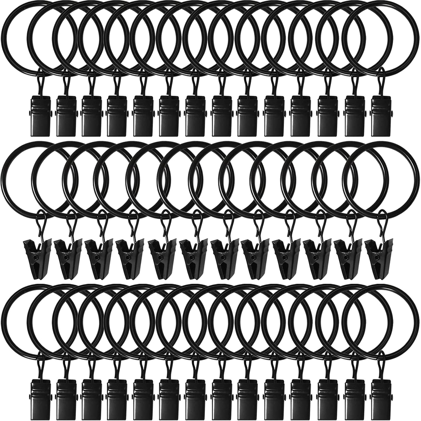 40 Pack Curtain Rings with Clips, Drapery Clips with Rings, Drapes Rin