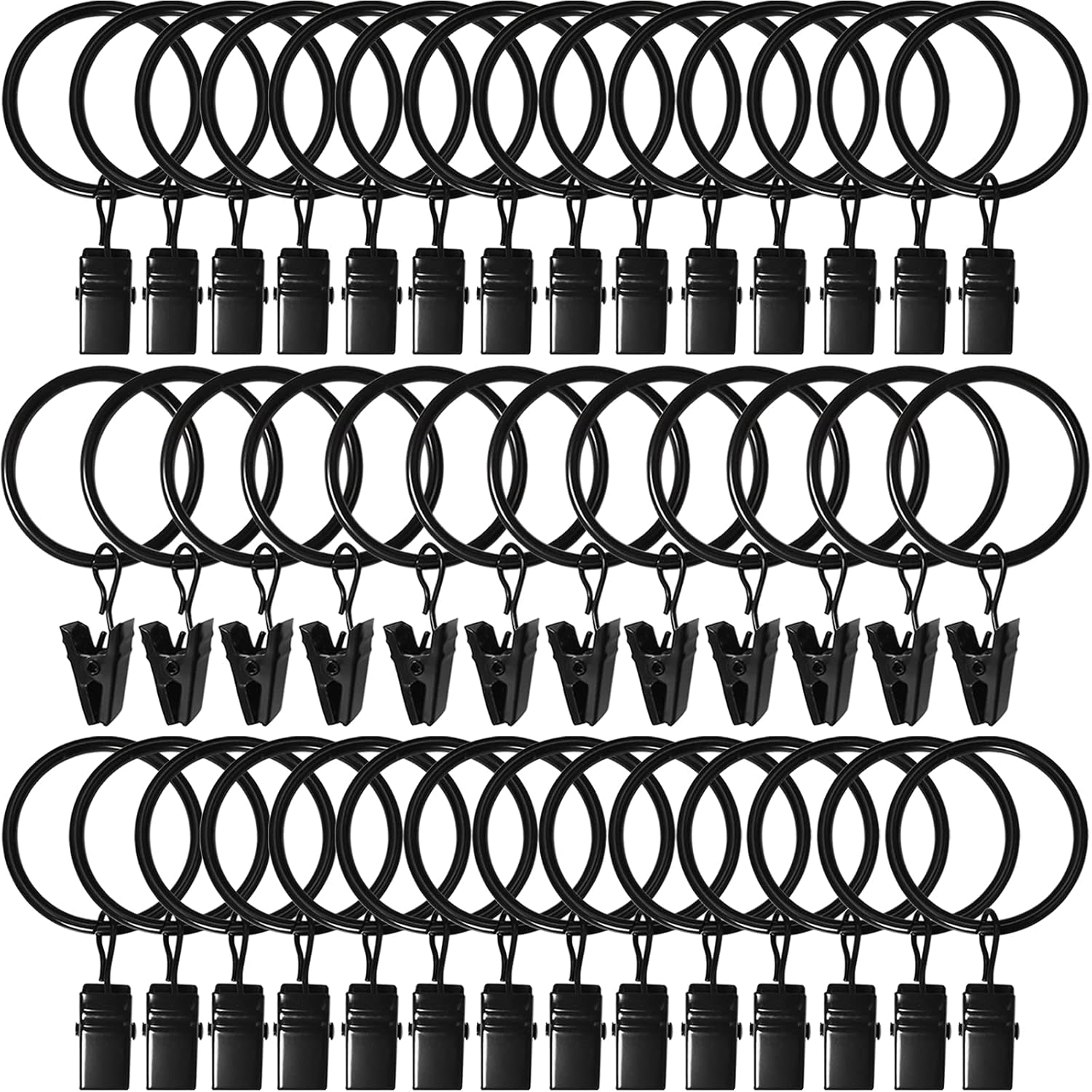40 Pack Curtain Rings with Clips, Drapery Clips with Rings, Drapes Rin
