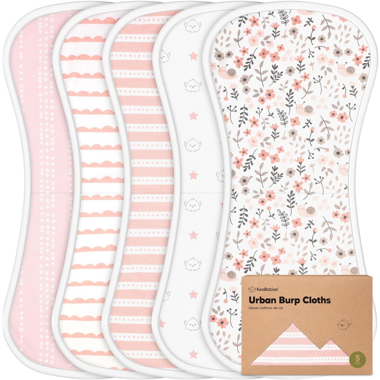 Organic Burp Cloths Baby Boy & Girl - 5-Pack Super Absorbent Cotton Bu