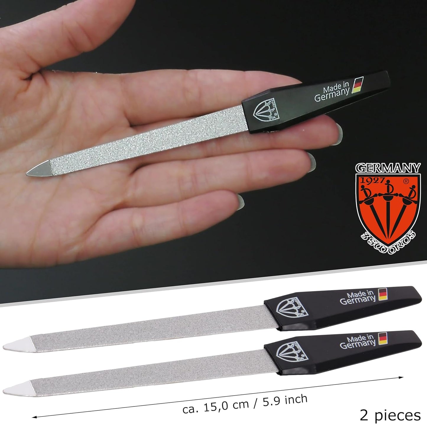 3 Swords Germany - Sapphire Metal Nail File Set 2 Pieces with 1 Piece 