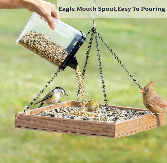 3L/100oz Bird Seed Storage Container,Pet Food Storage Containers with Pour Spout,Cereal Dispenser,Holds up to 3~4Lbs-Easy Grip and Fill Bird Feeders-Ideal for Storing Sunflower Seed
