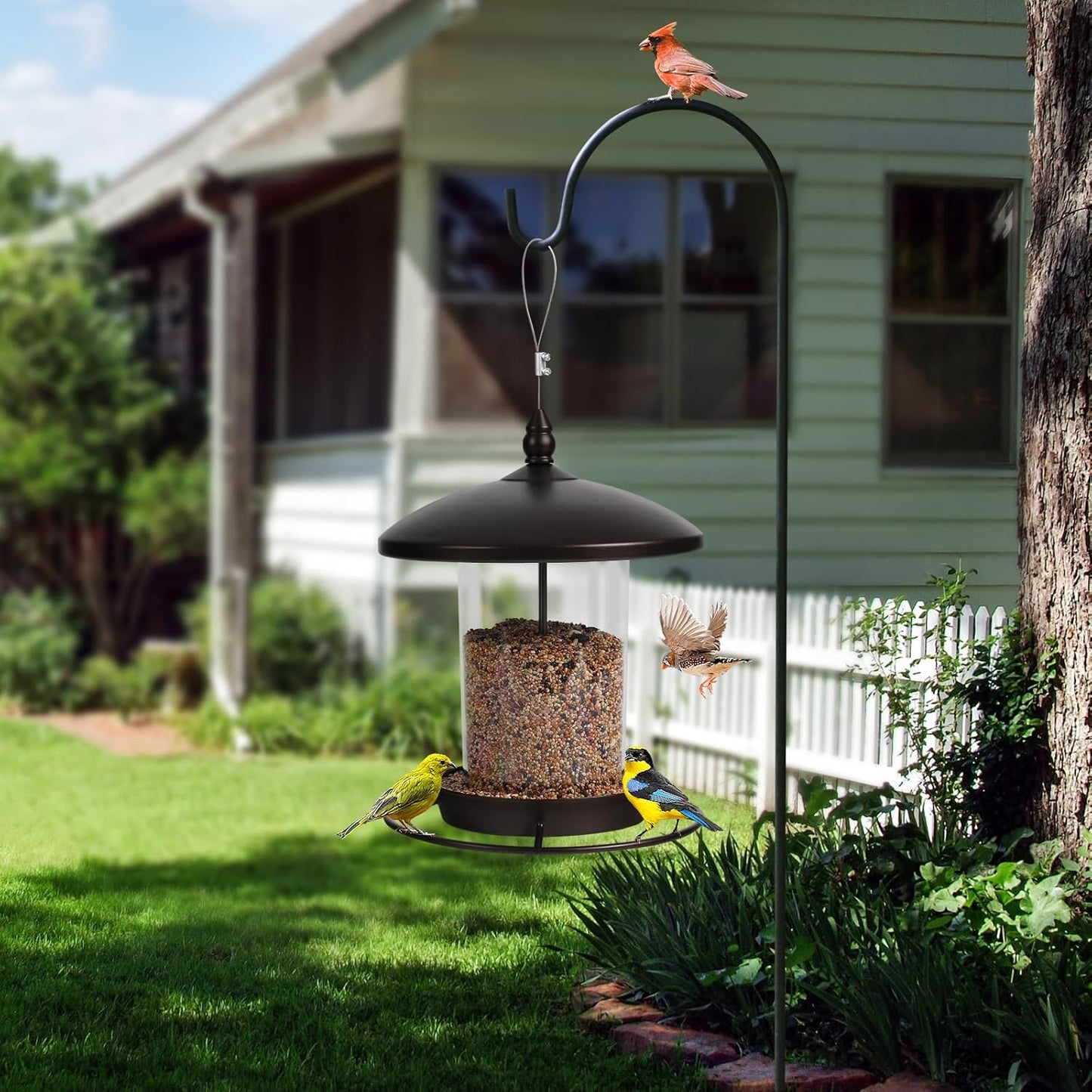 Metal Bird Feeder for Outdoors Hanging,3.0LB Seed Feeder,Easy to Fill 