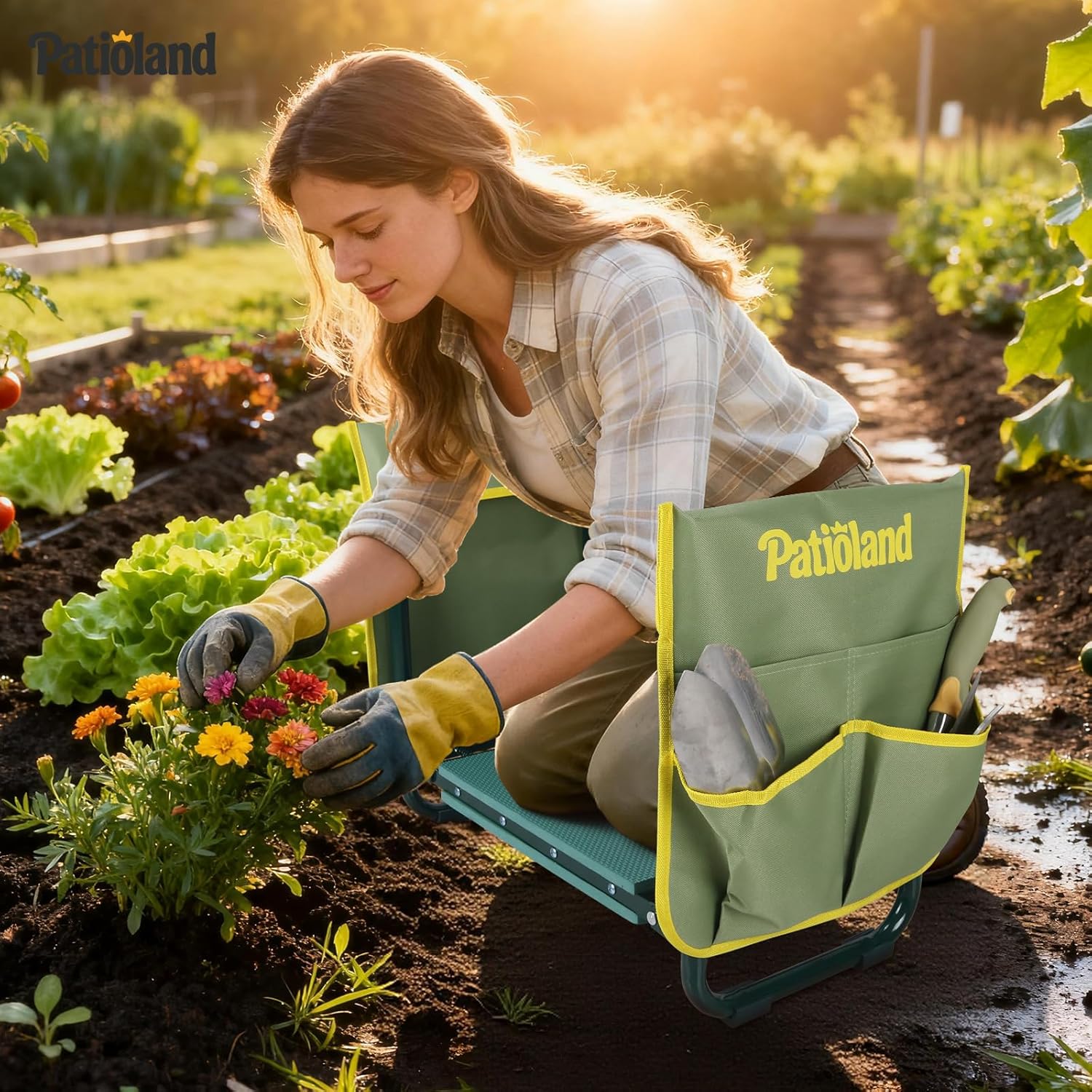 Garden Kneeler and Seat with 2 Tool Bags, 10.2" Widen Heavy Duty Thick