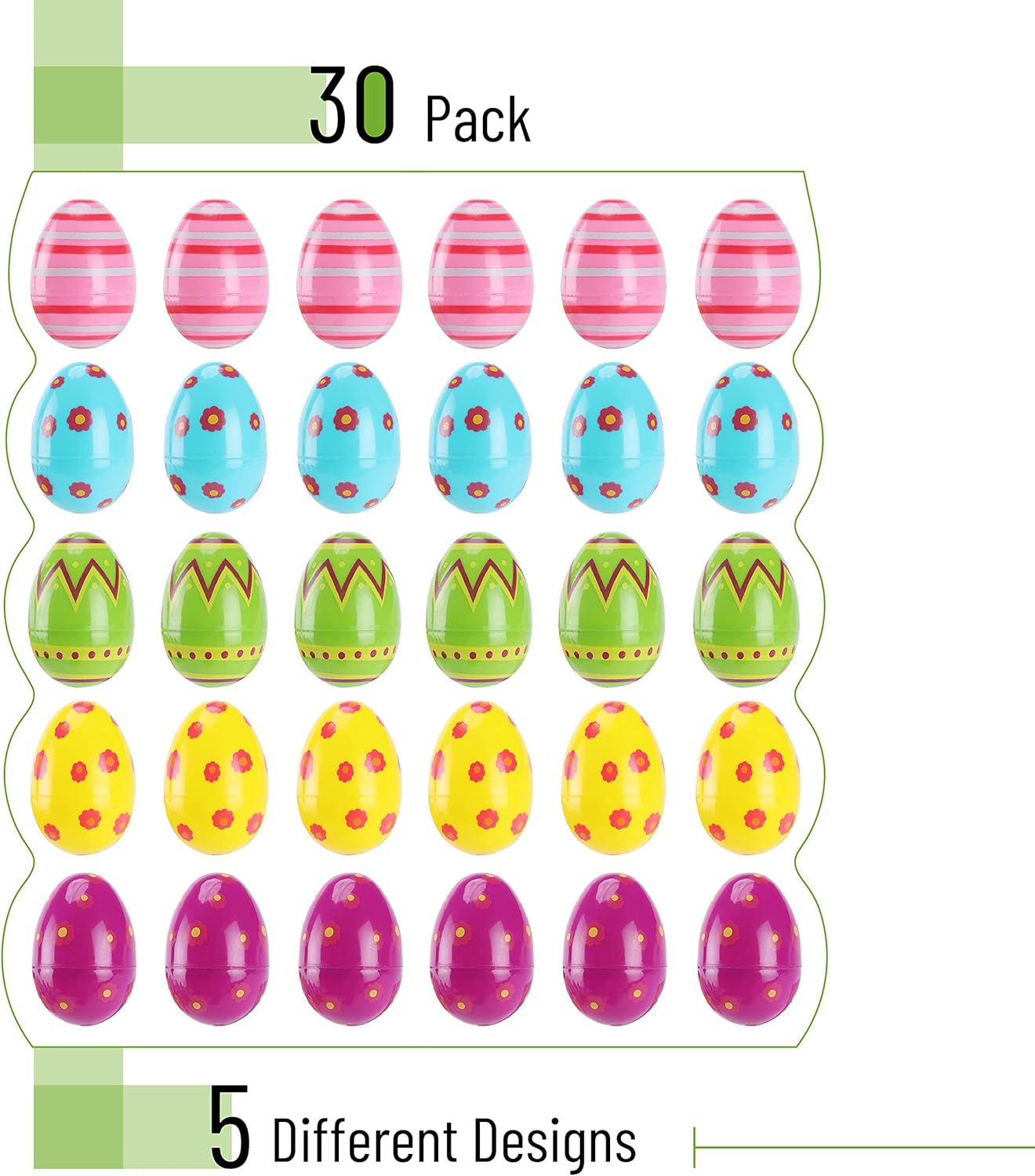 Mr. Pen- Printed Plastic Easter Eggs, 3 Inch, 30 Pack, Bulk Fillable Eggs for Easter Hunt Decor, Party Favor, Basket Stuffers, Classroom Prize, Supplies, Adult & Kid Party Toys for Gift