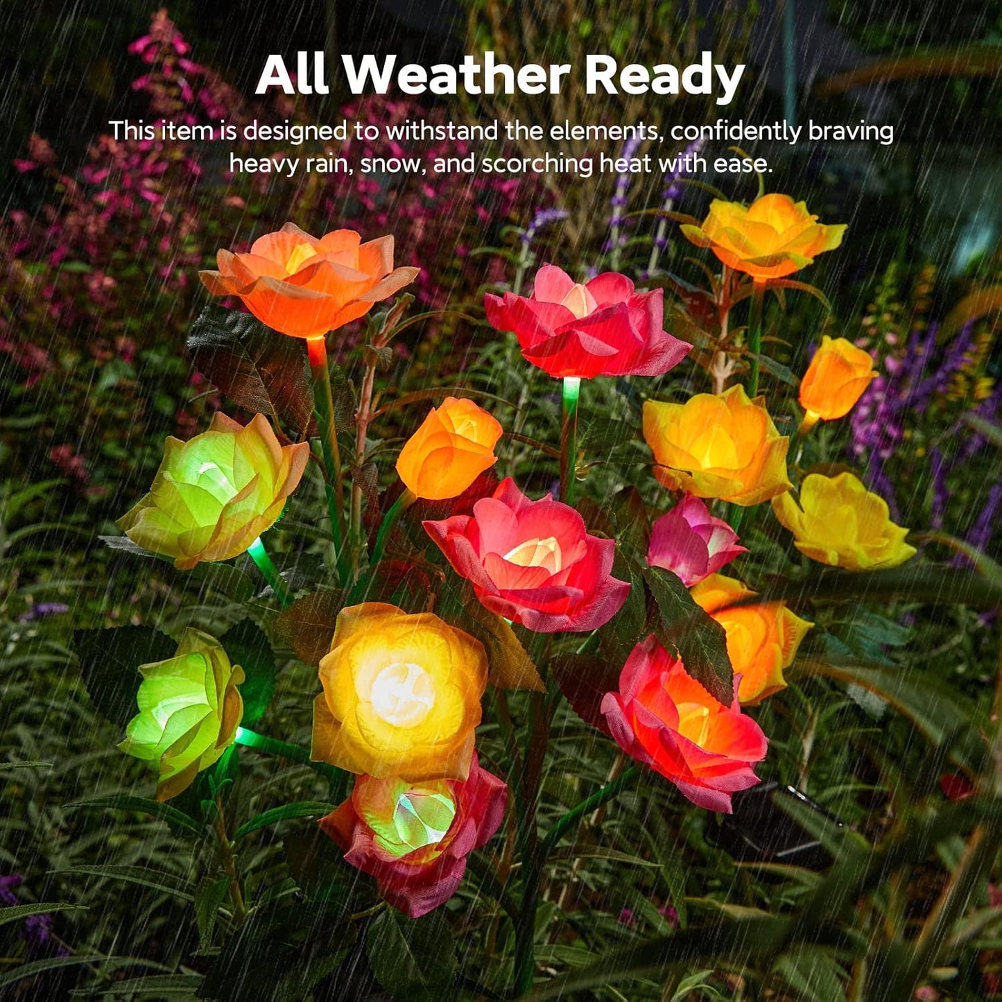 RECHOO Solar Garden Lights Outdoor Decorative, 3 Pack Solar Flower Lig