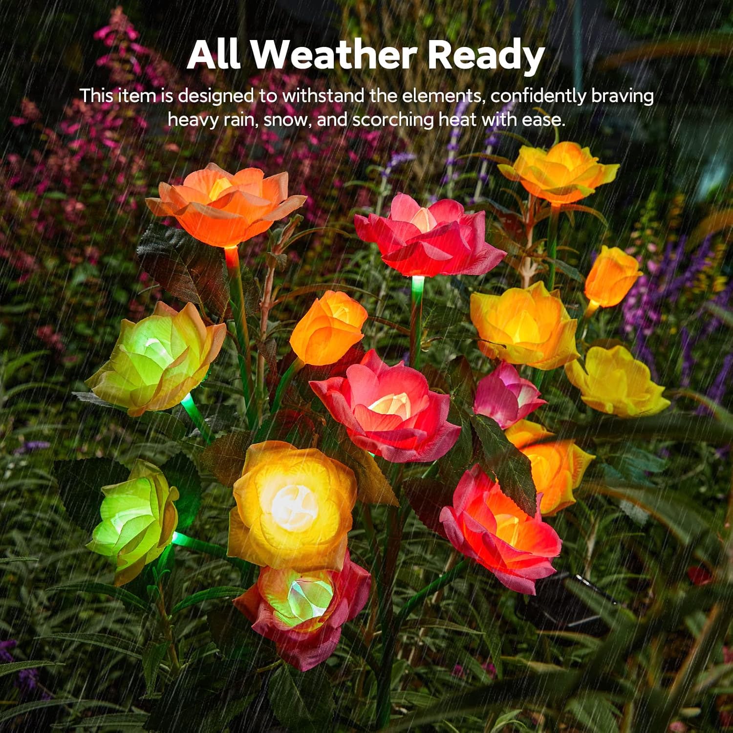 RECHOO Solar Garden Lights Outdoor Decorative, 3 Pack Solar Flower Lig