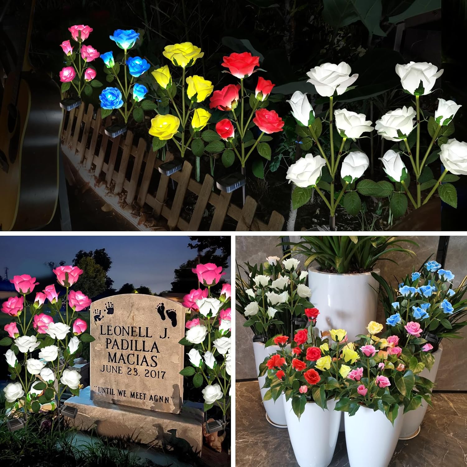 Solar Garden Lights, Solar Outdoor Lights with More Realistic 10 Rose 