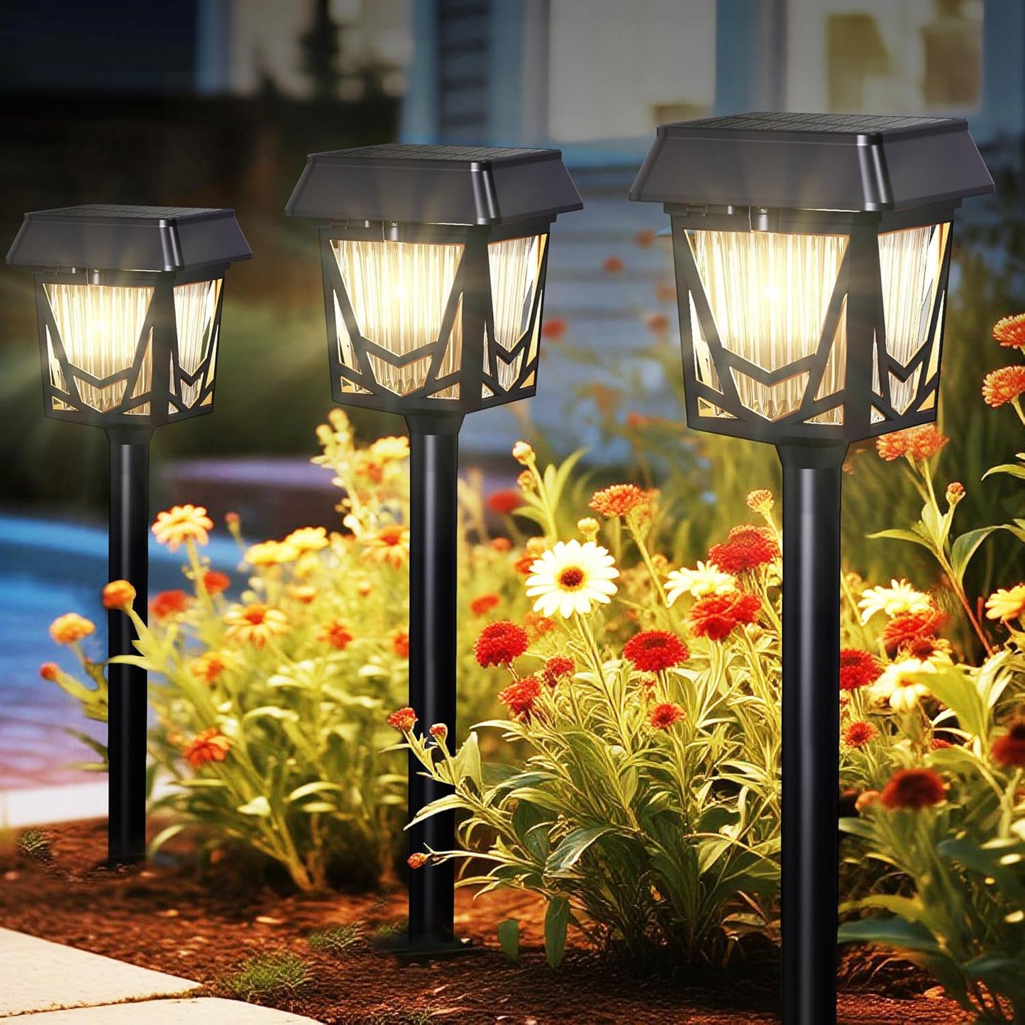 Solar Pathway Lights, Outdoor Lights Waterproof 6 Pack, Large Solar Pa