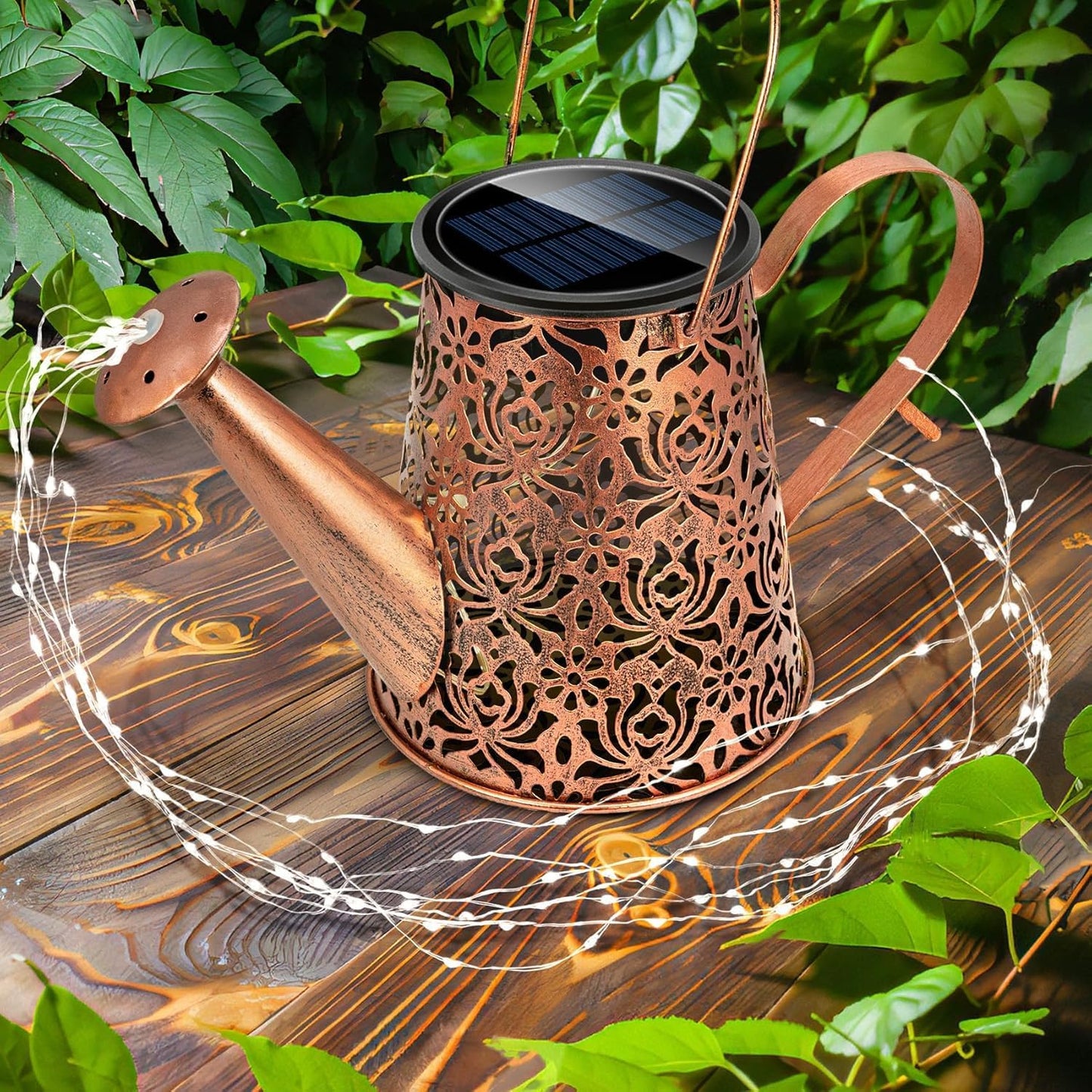 Solar Lights Outdoor Decorative, Metal Solar Watering Can Lights Water