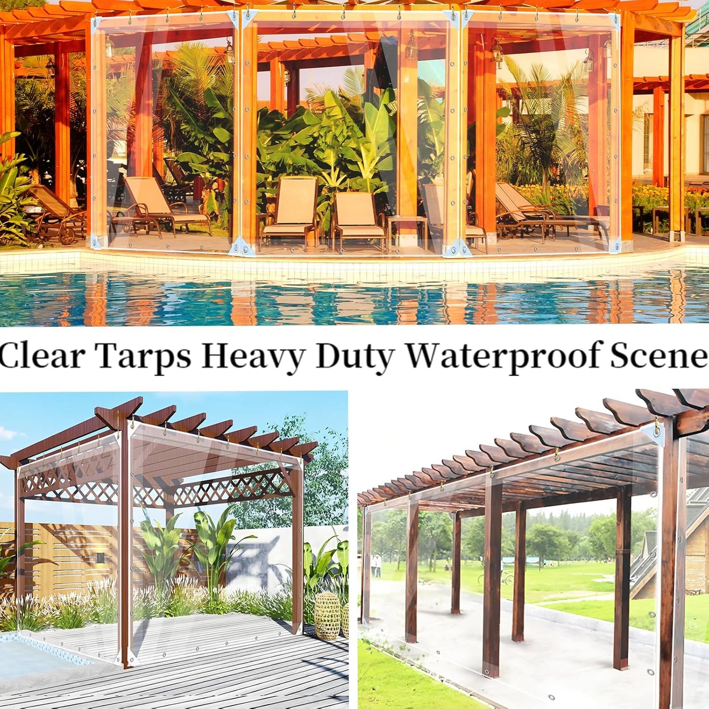 6'x8.2' Clear Tarps Heavy Duty Waterproof 14mil Thicken Transparent Waterproof Tarpaulin - Clear Vinyl Tarp with Grommets for Covering Garden Plant Camping Supplies