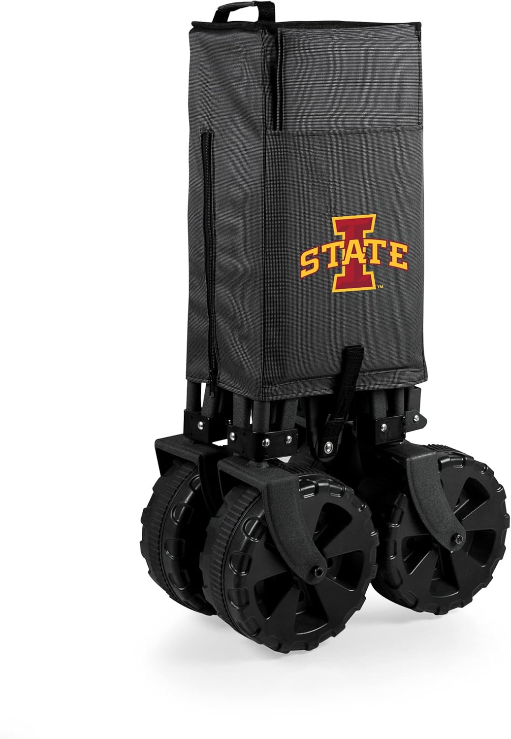 PICNIC TIME NCAA Adventure Wagon Elite All-Terrain Folding Beach Wagon with Big Wheels Plus Table Top Lid & Soft Cooler Liner, (Dark Gray)