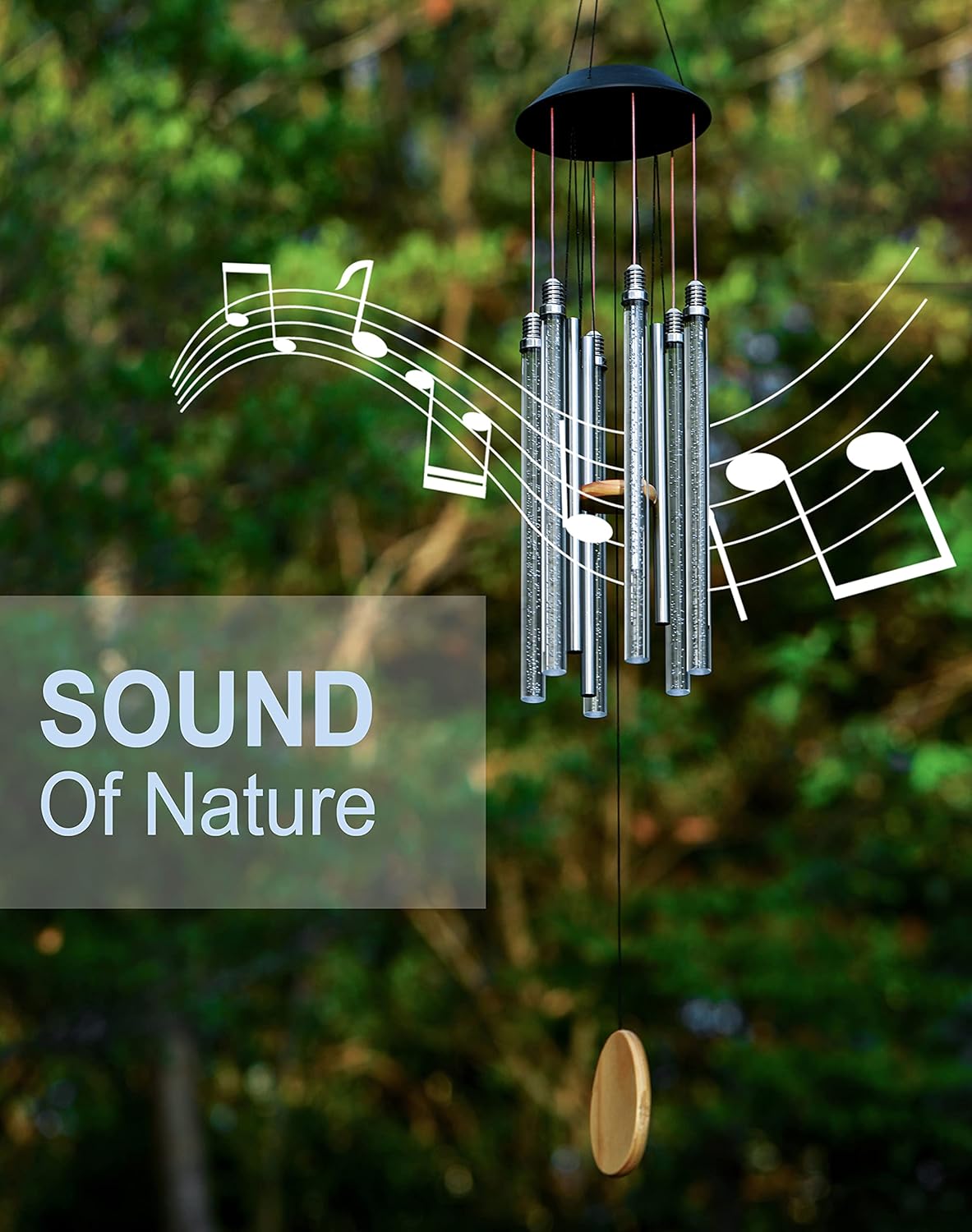 Solar Wind Chimes for Outside, DesGully 6 LED Tubes Color Changing Out