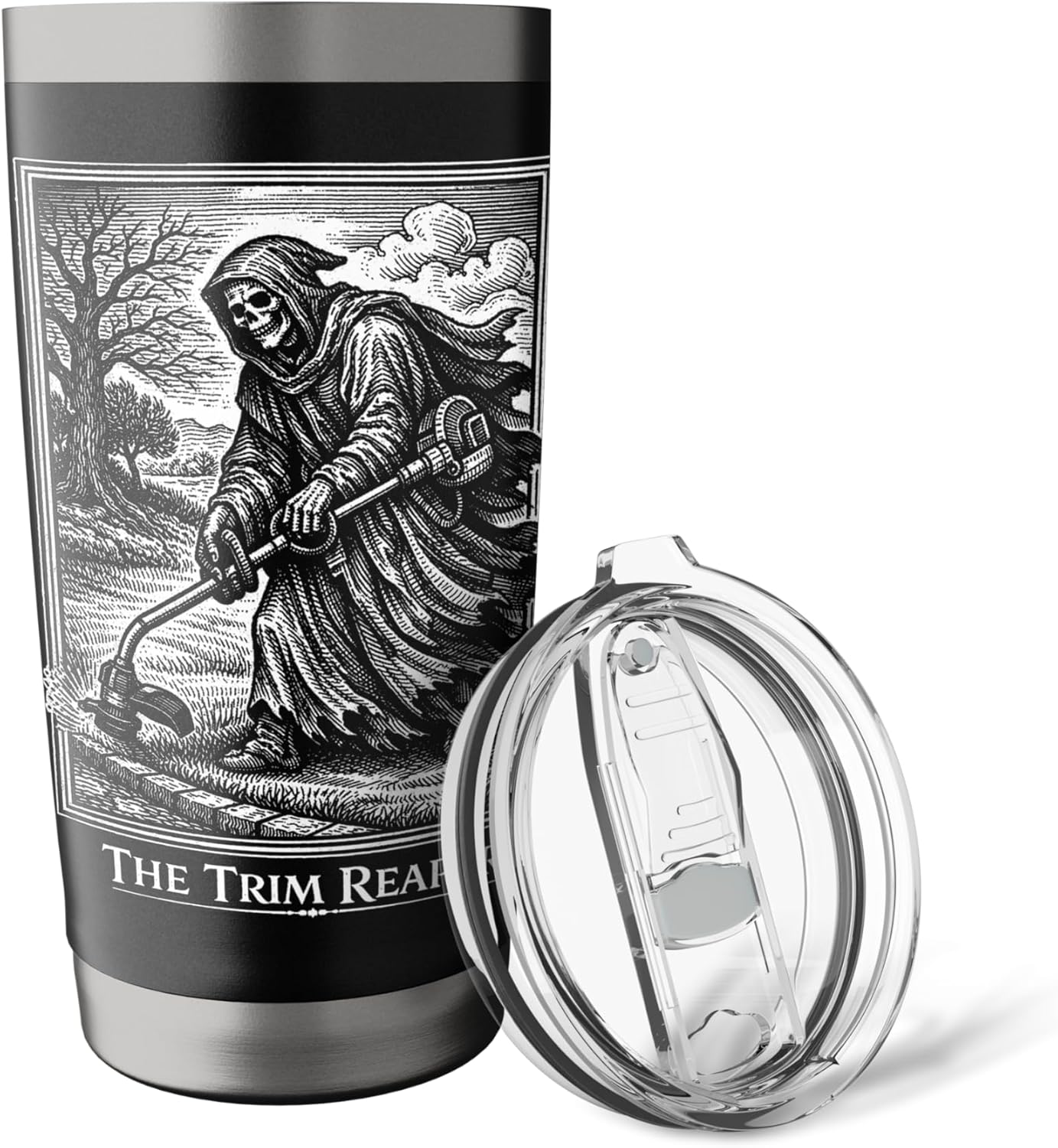 Funny Lawn Care String Trimmer Grim Reaper Father's Day Pun Stainless Steel Insulated Tumbler