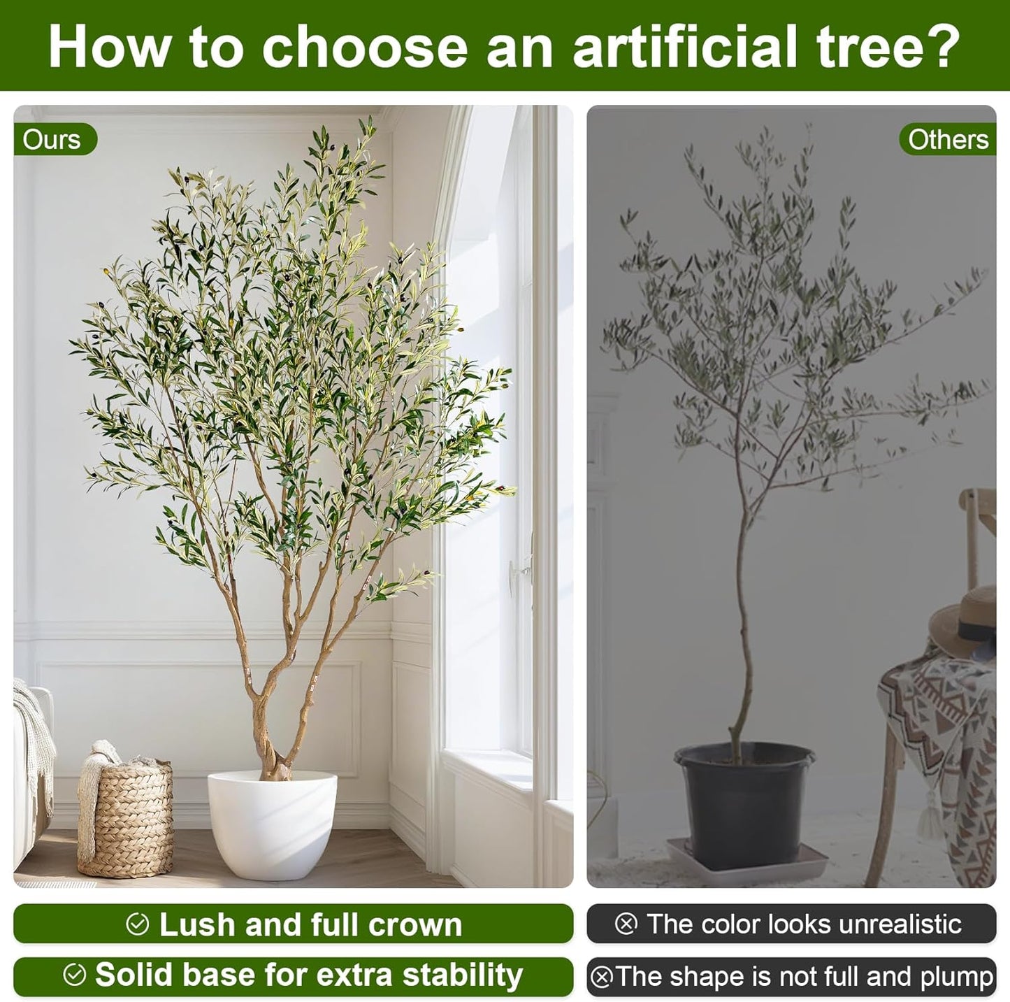 Large Fake Plastic plantas Tall Artificial Trees with Pot Indoor Outdoor Realistic Floor Faux Olive Trees for Home Living Room Office Porch Outside Patio Modern Farmhouse Decor Housewarming Gift