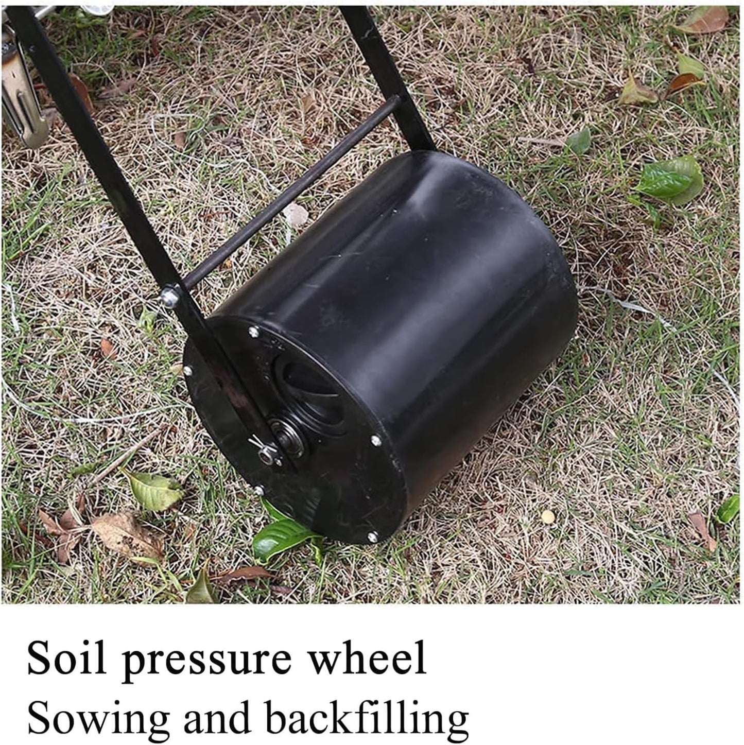 Metal Precision Garden Seeder, Manual Walk-Behind Planter with 10 Holes, Clear Seed Storage Box for Easy Sowing, Ideal for Backyard Gardening and Row Crops