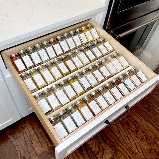 MIUKAA Clear Acrylic Spice Drawer Organizer, 4 Tier- 2 Set Expandable 