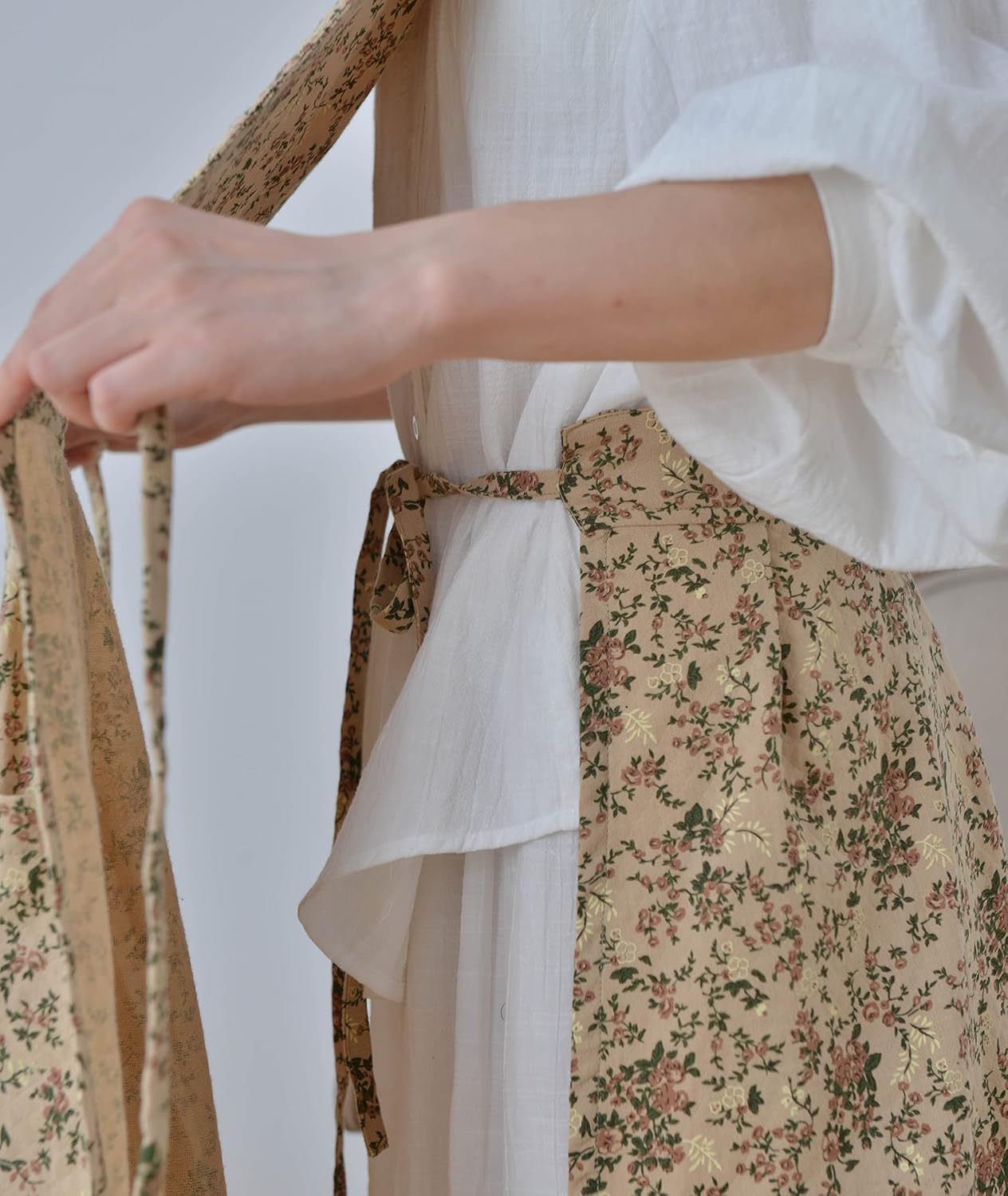 Japanese Cotton Linen Cross Back Apron with Pockets,Fashion Pinafore D