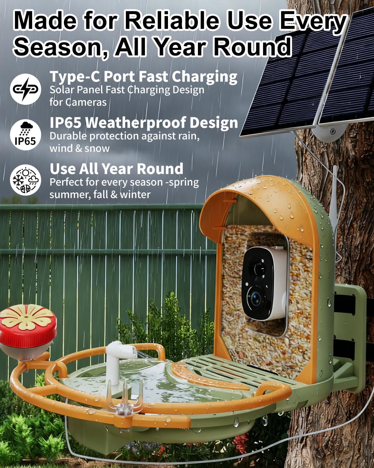 Bird Feeder with Camera, Smart Birdfeeder with Cam Solar Powered, 2K H