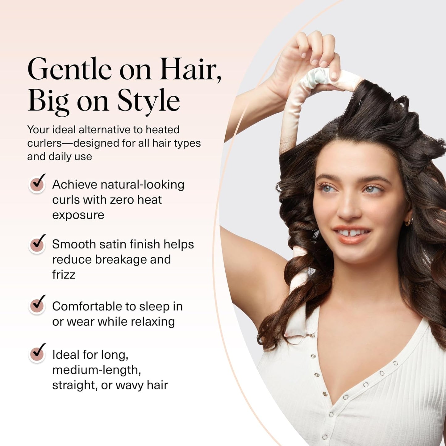 Kitsch Satin Heatless Curlers Set – Heatless Curls Overnight with 34" 