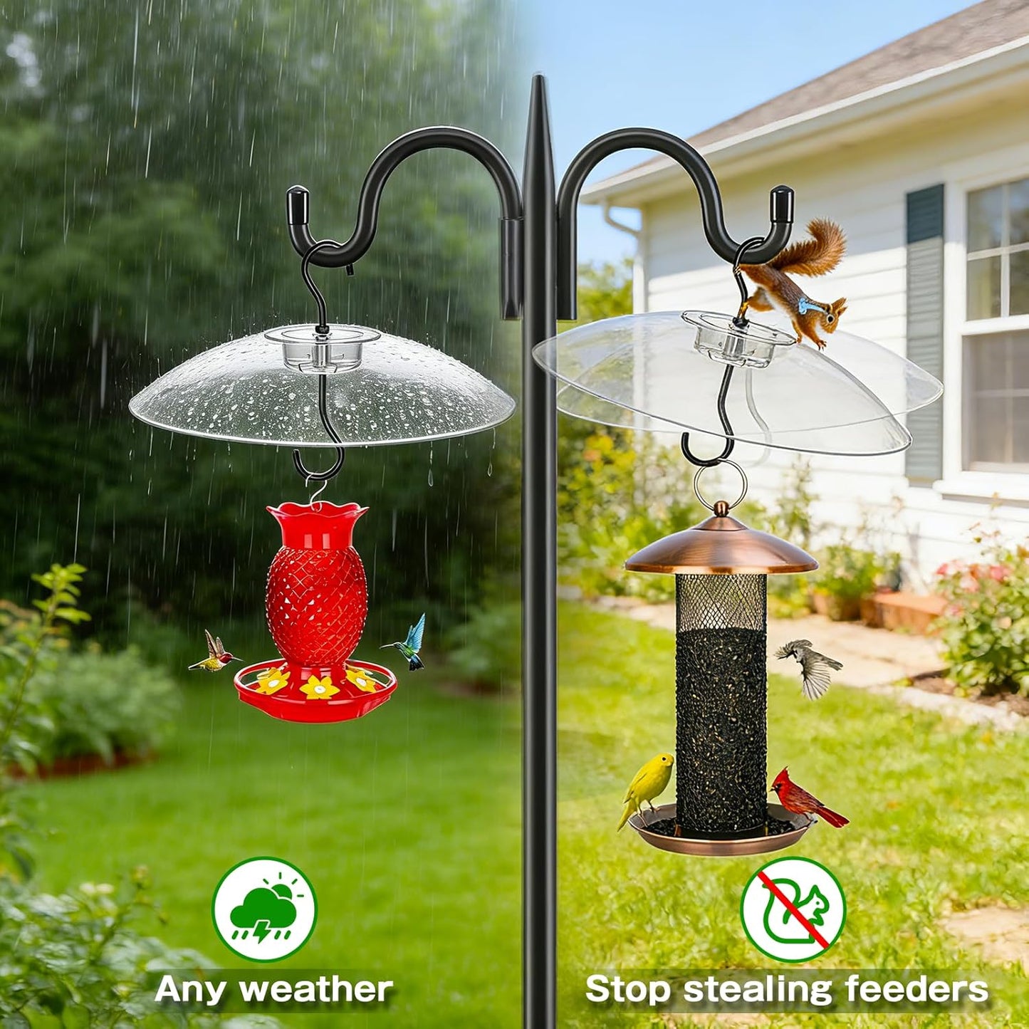 Gtongoko Baffles for Bird Feeders, 12 Inch One-Piece Cover for Rain Guard, Bird Feeder Squirrel Guard, Full Protection for Outdoors, Chew-Proof PC, Pack of 1, Transparent