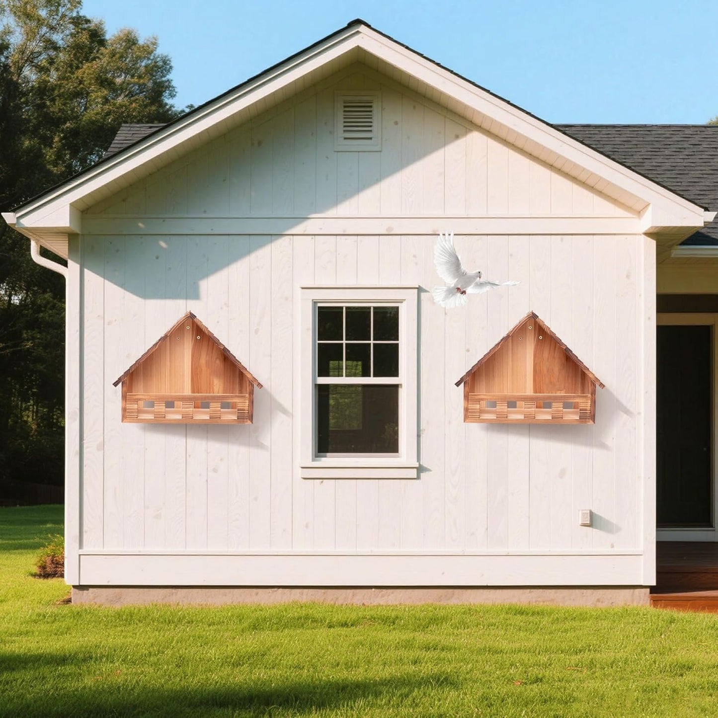 SWANGSA Mourning Dove Nesting Box, Carbonized Cedar Birdhouses for Outdoor Doves and Other Small Birds