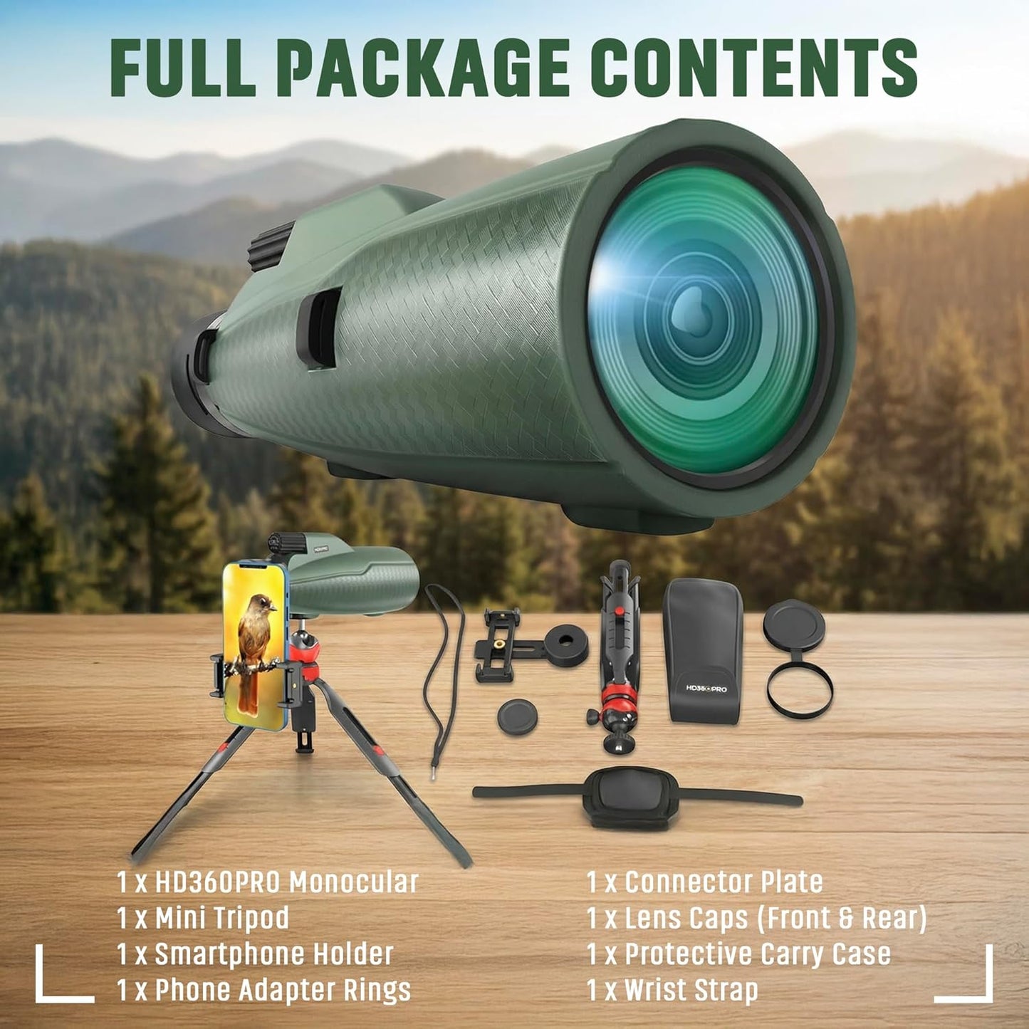 Monocular Telescope - 12x56 High Powered, Compact, Dust-Proof, Waterpr