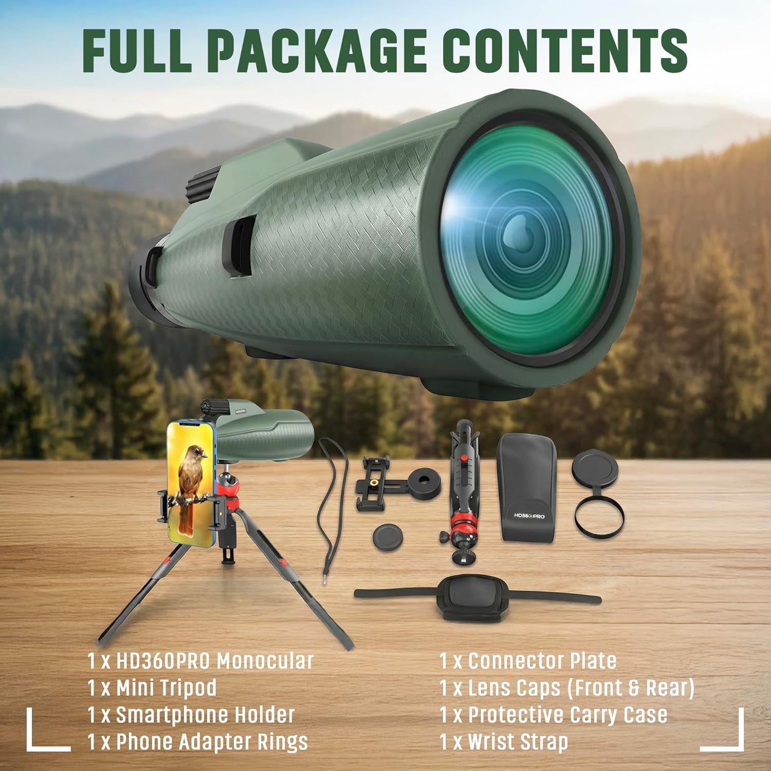 Monocular Telescope - 12x56 High Powered, Compact, Dust-Proof, Waterpr
