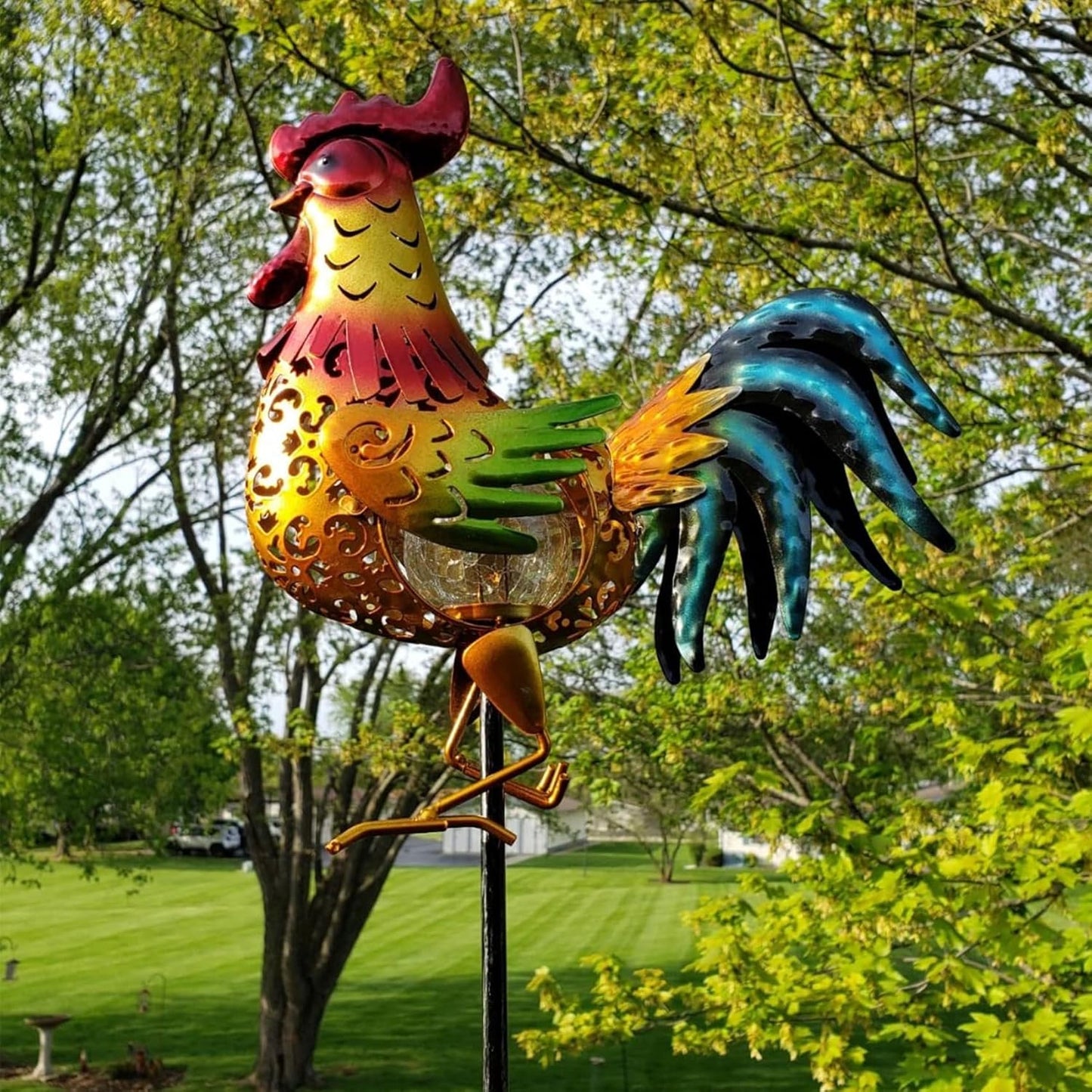 Tryme Rooster Solar Lights Outdoor Decorative Garden Statue Gifts for 