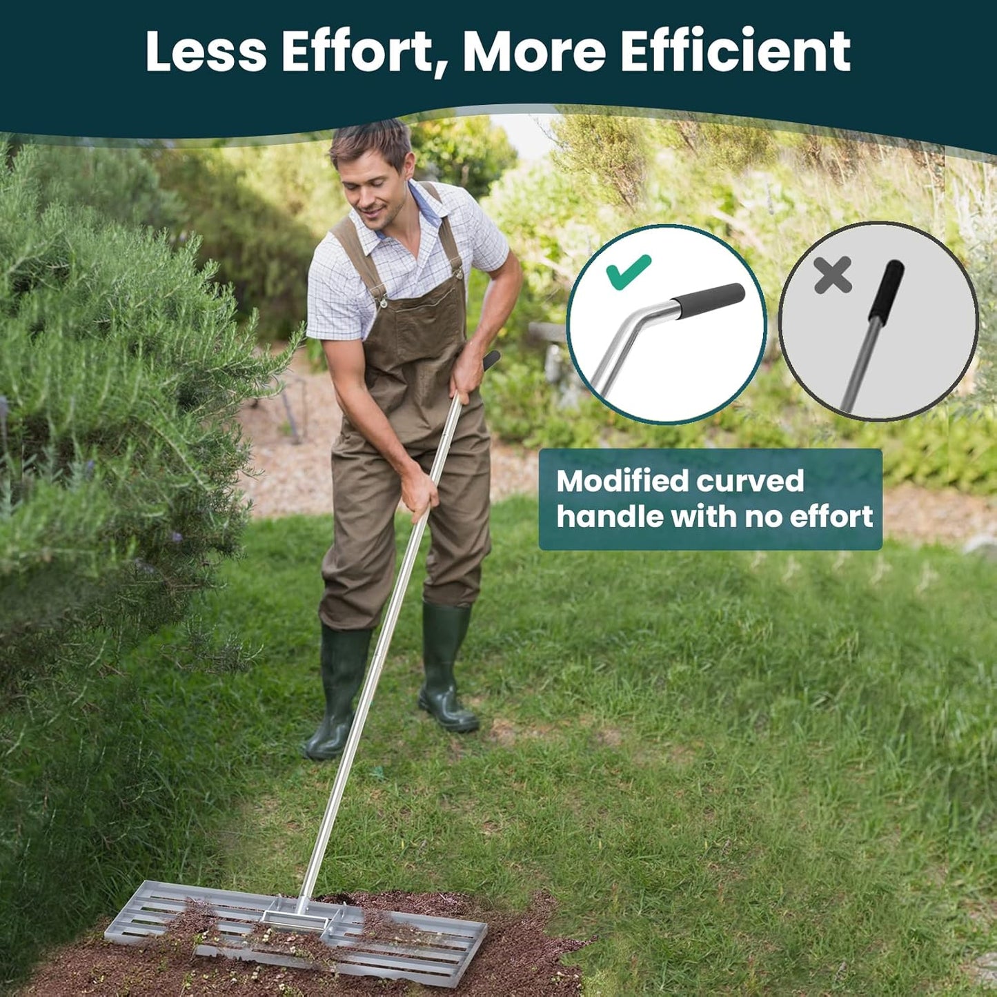 Lawn Leveling Rake 30x10 inch, (Professional-Grade) Lawn Leveler Tool 