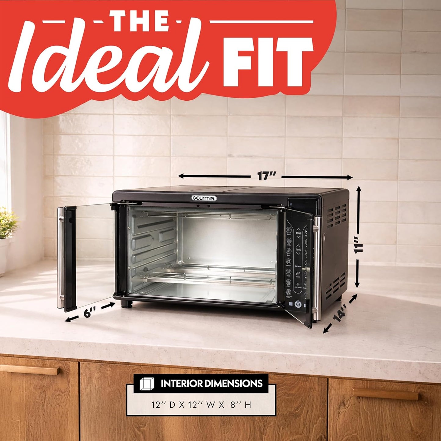 Gourmia French Door Air Fryer – 25 Qt Large Capacity Convection Oven, 