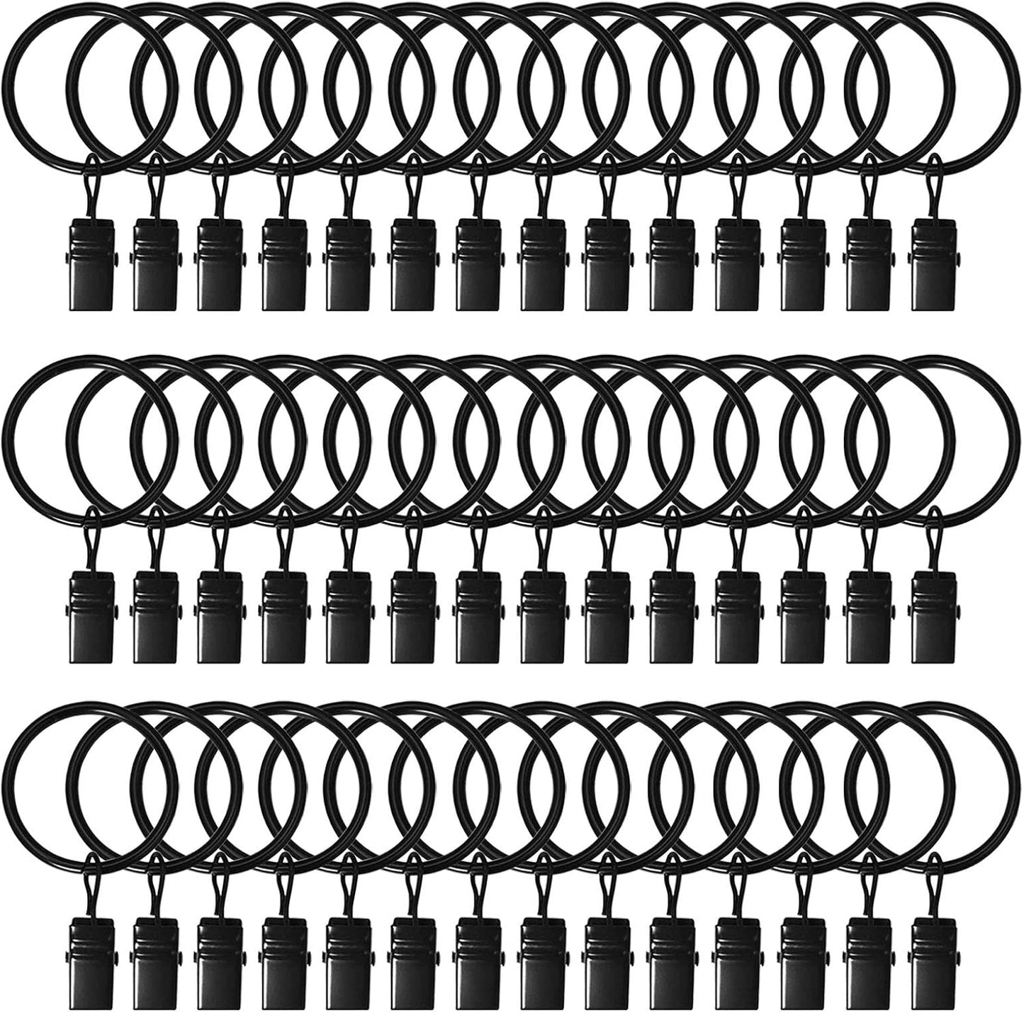 42 Pack Curtain Rings with Clips 1.26" Interior Diameter,Metal Drapery